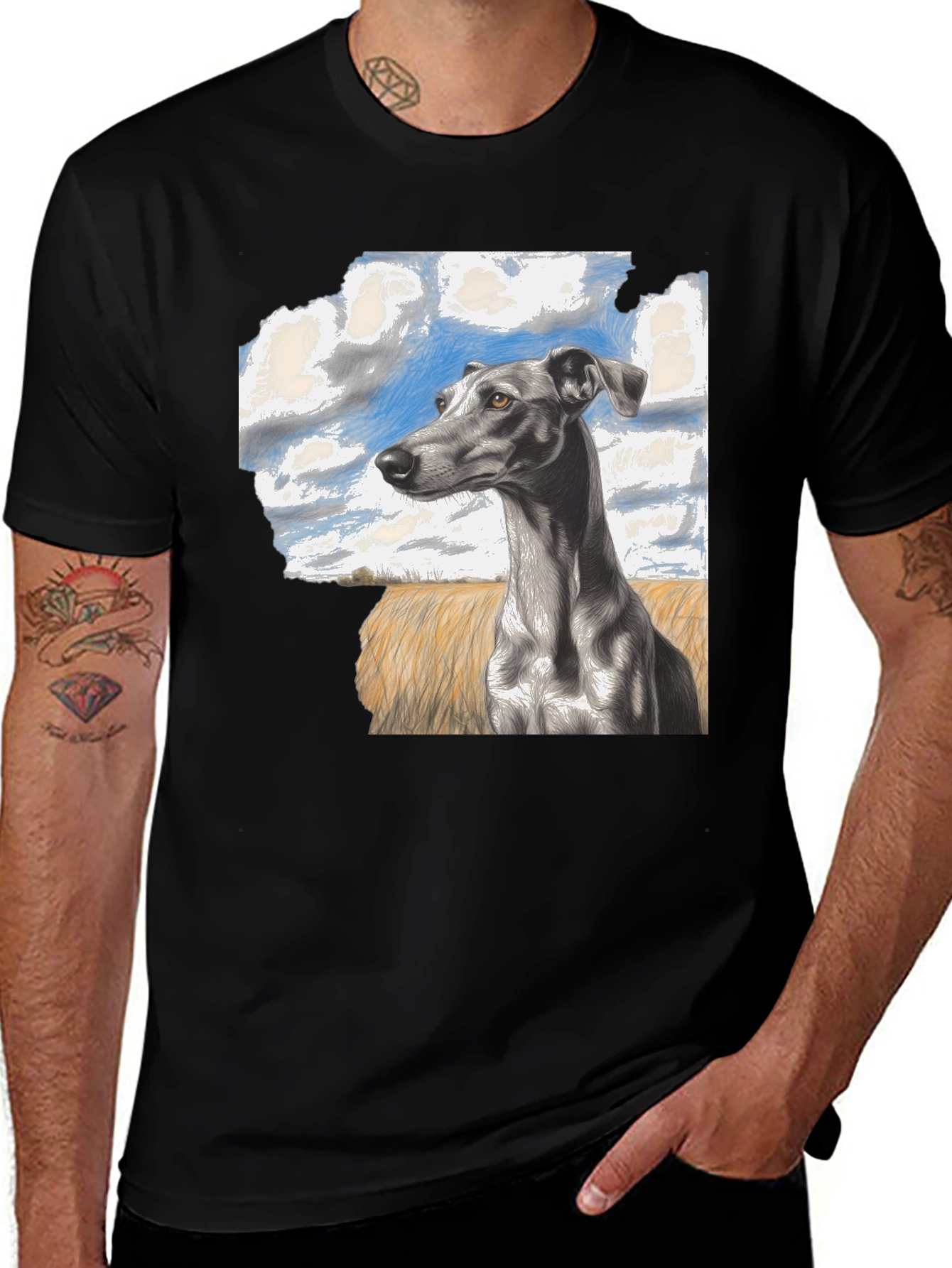Variant 30 of Greyhound Dog Graphic Print Tee - Stylish Casual Wear