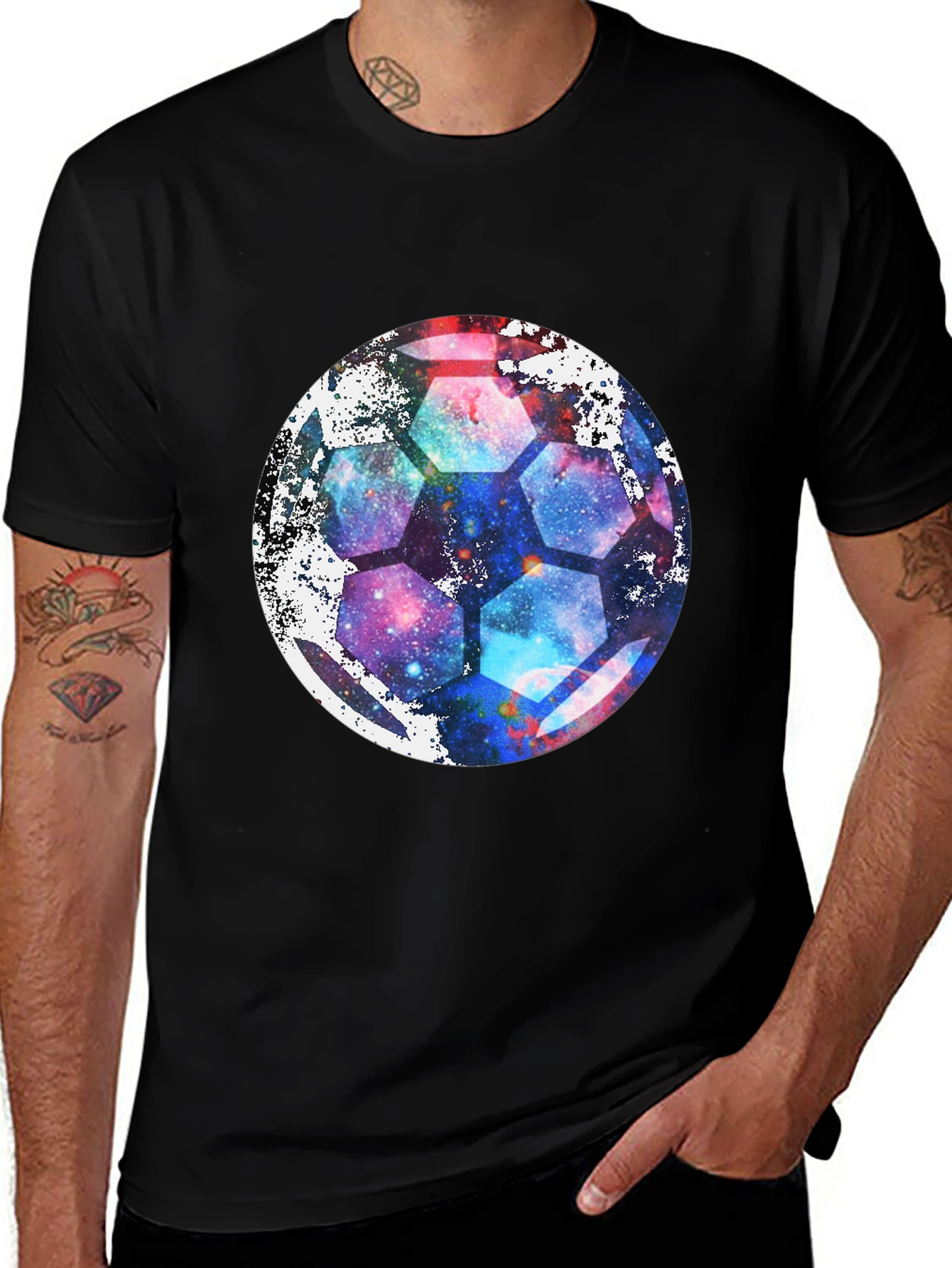 Variant 15 of Galaxy Soccer Ball Graphic Tee - Unique Space Design!
