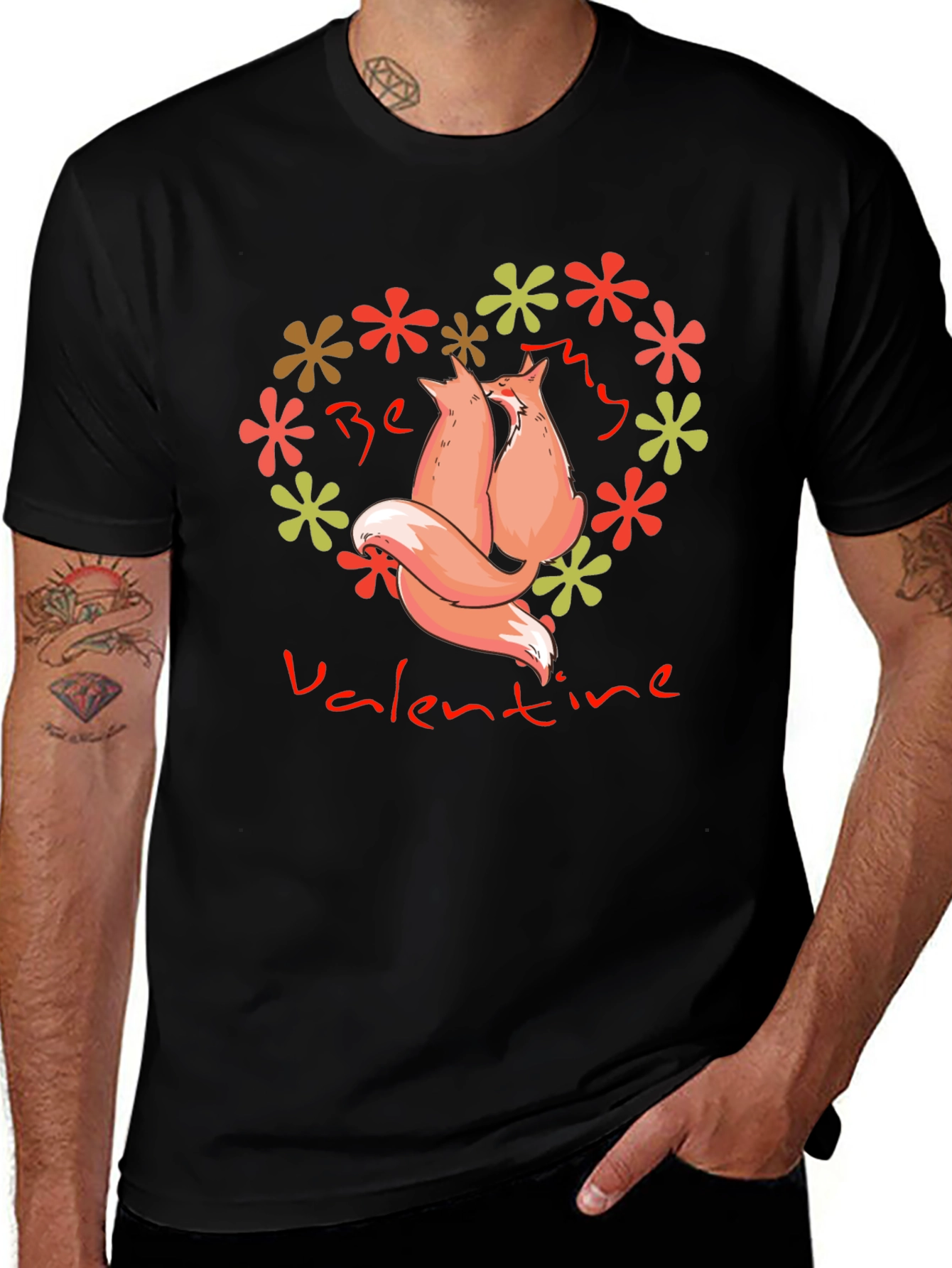 Variant 20 of Be My Valentine Foxes Heart Graphic Tee