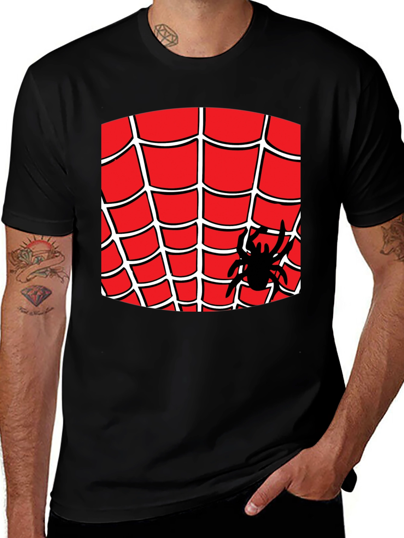 Variant 19 of Spider Web Graphic Tee - Black Casual T-Shirt