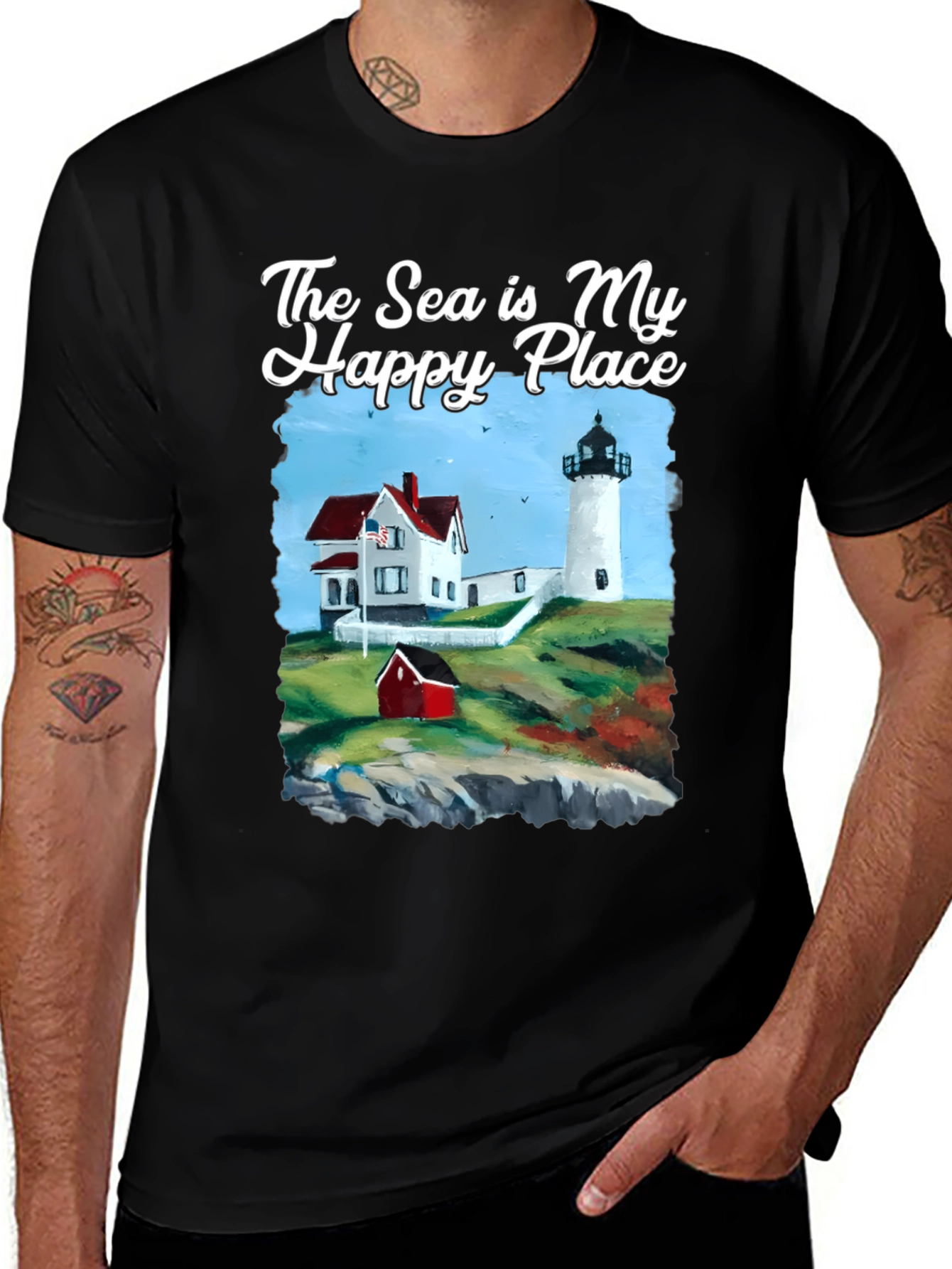 Variant 10 of Sea Is My Happy Place Lighthouse T-Shirt