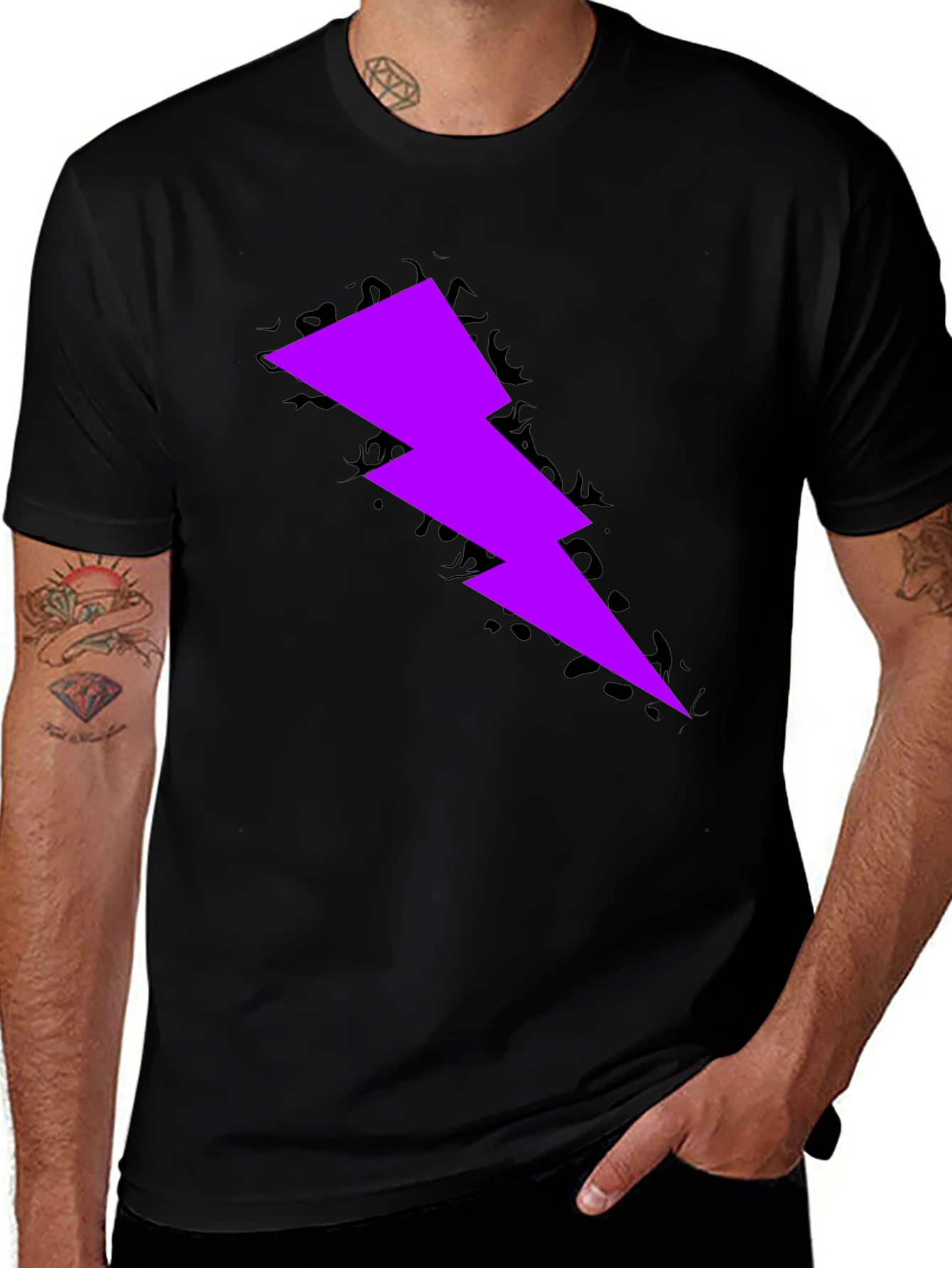 Variant 17 of Lightning Bolt Graphic Tee - Stylish Black T-Shirt