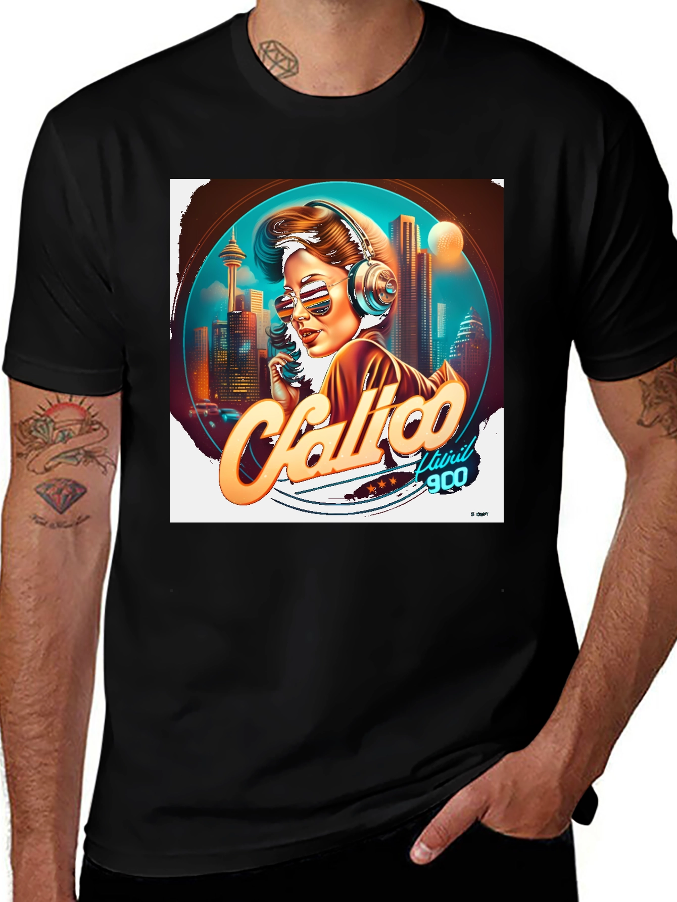 Variant 18 of Calico Livin' 900 T-Shirt - Cityscape Design