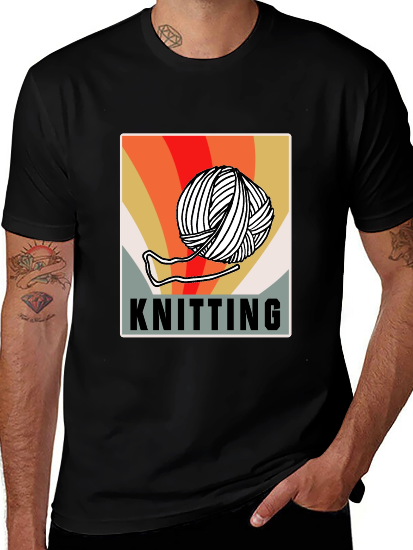 Variant 9 of Knitting Retro Graphic T-Shirt - Yarn Lover's Tee