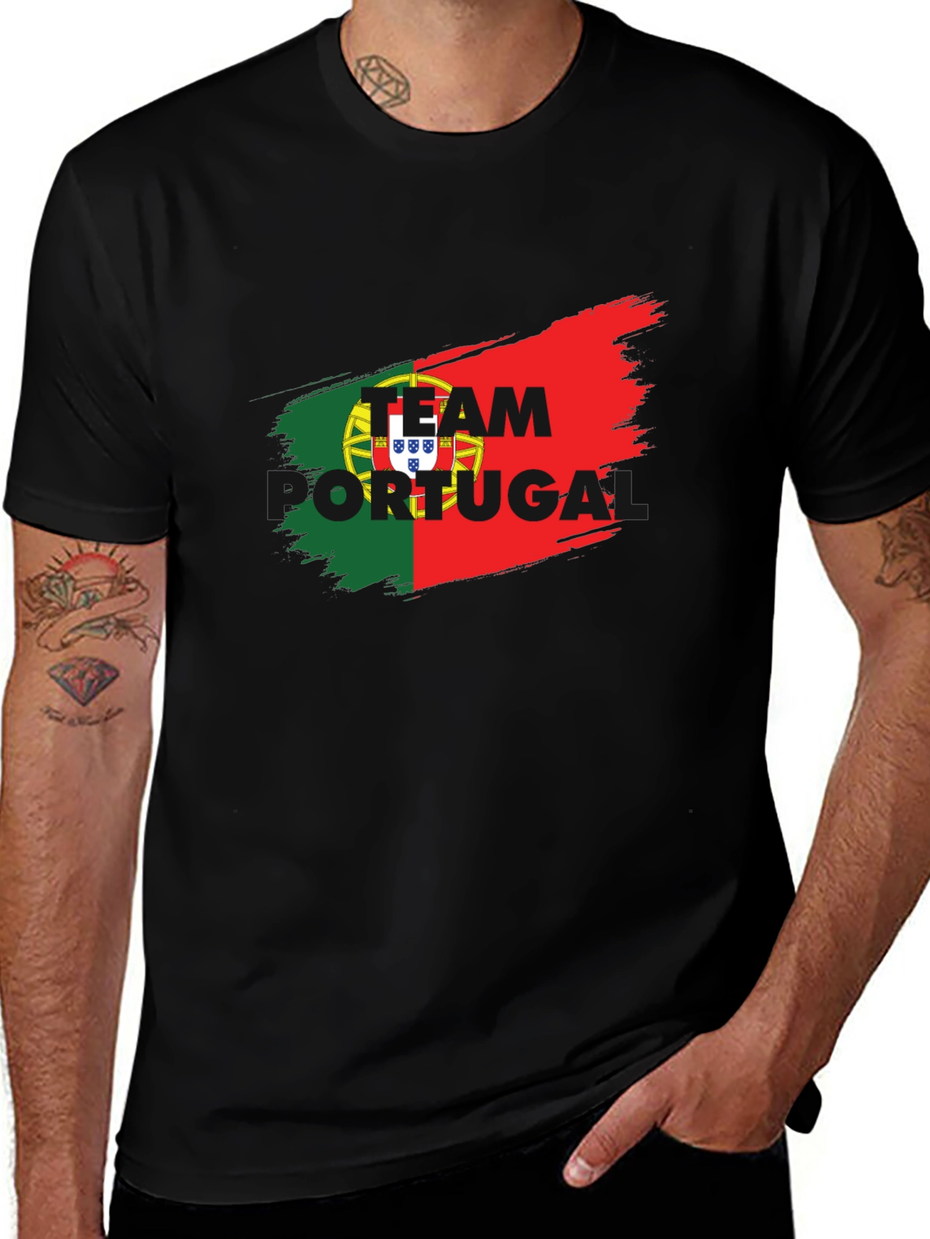 Portugal Soccer T-Shirt - Black, Team Spirit Jersey