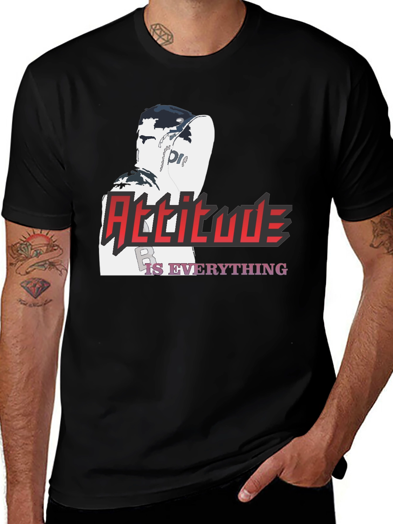 Variant 28 of Attitude is Everything Graphic T-Shirt - Stylish Black Tee