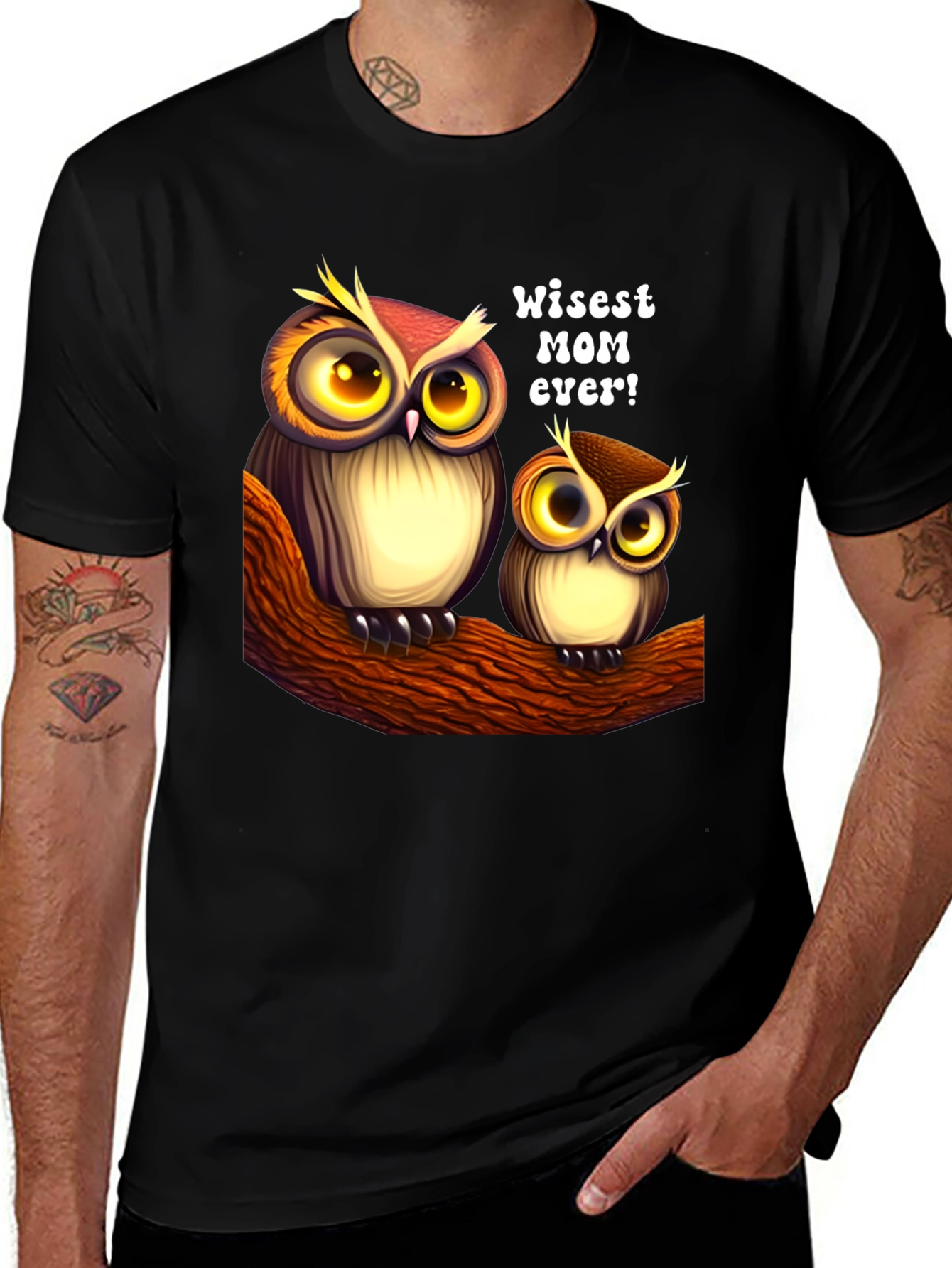 Variant 28 of Wise Mom Owl Graphic T-Shirt