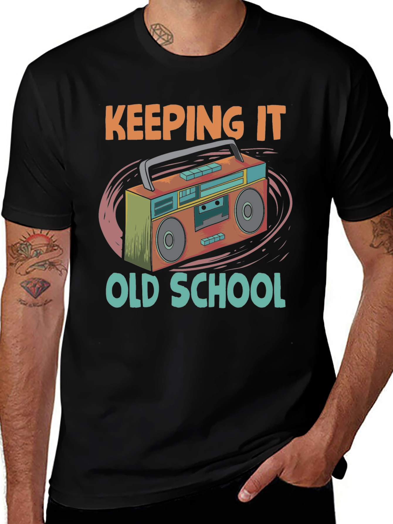 Variant 15 of Retro Boombox Graphic T-Shirt: Keeping It Old School Style