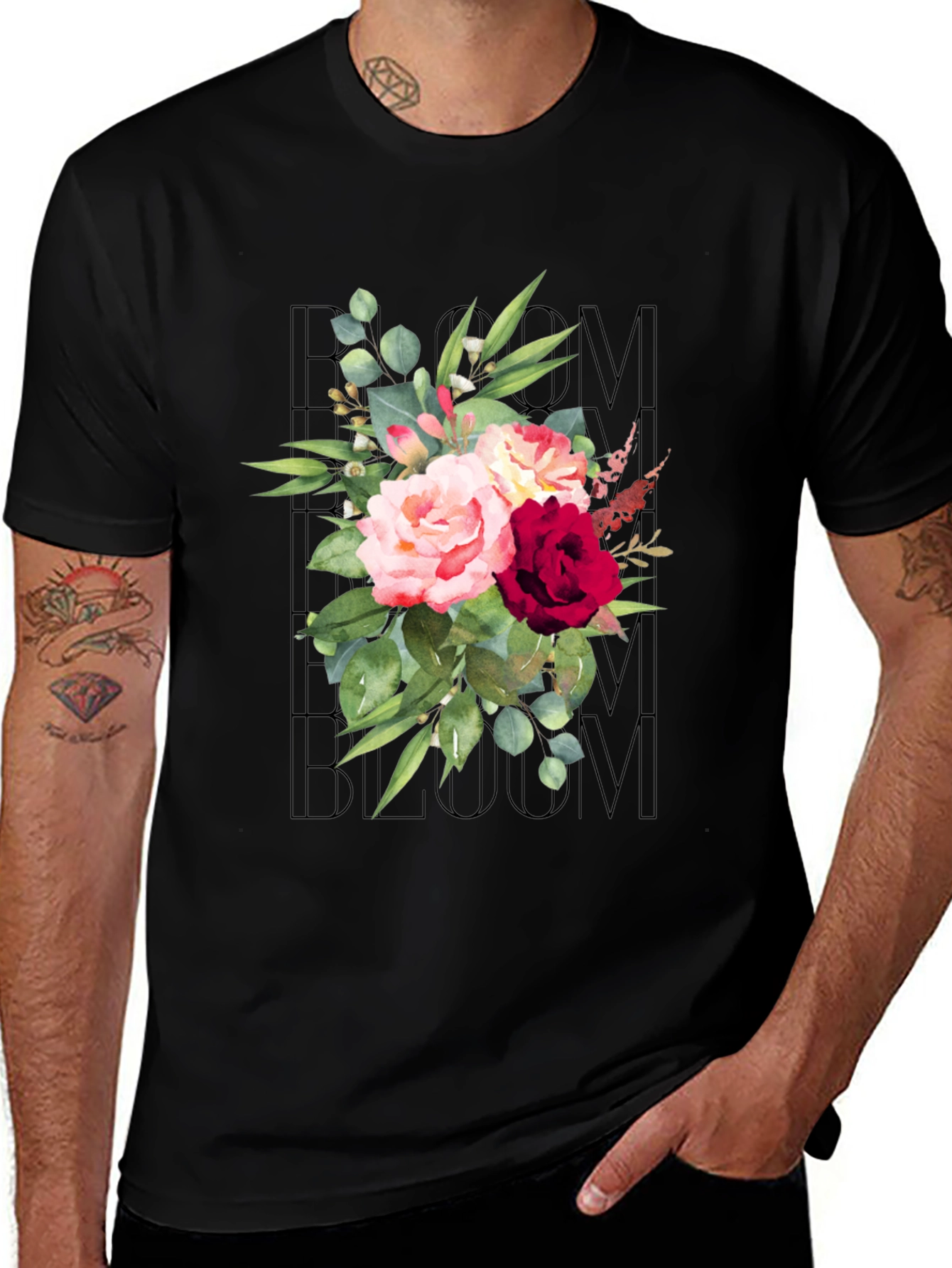 Variant 27 of Floral Bloom Graphic Tee - Black