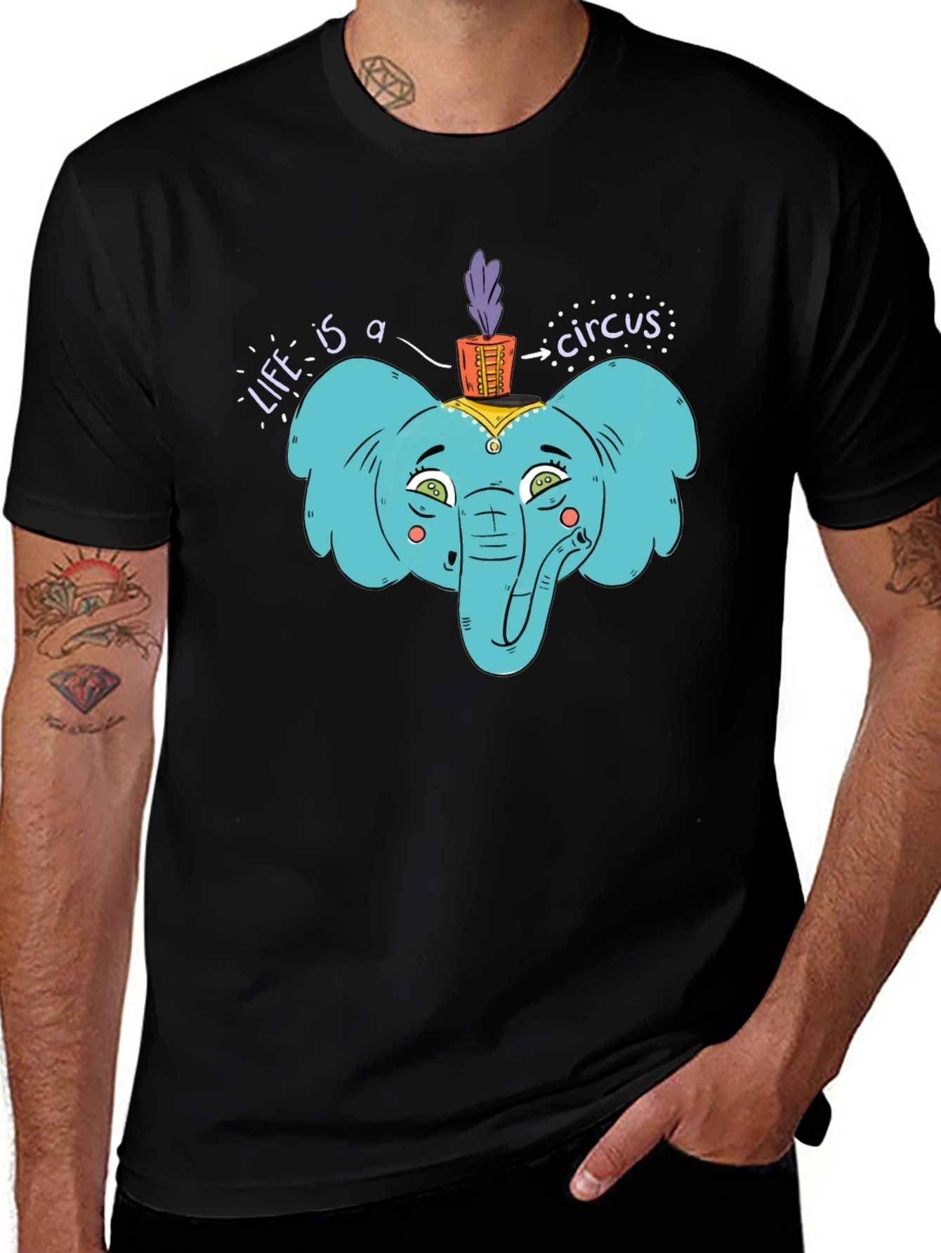 Variant 9 of Circus Elephant Graphic Tee - Unisex Cotton T-Shirt