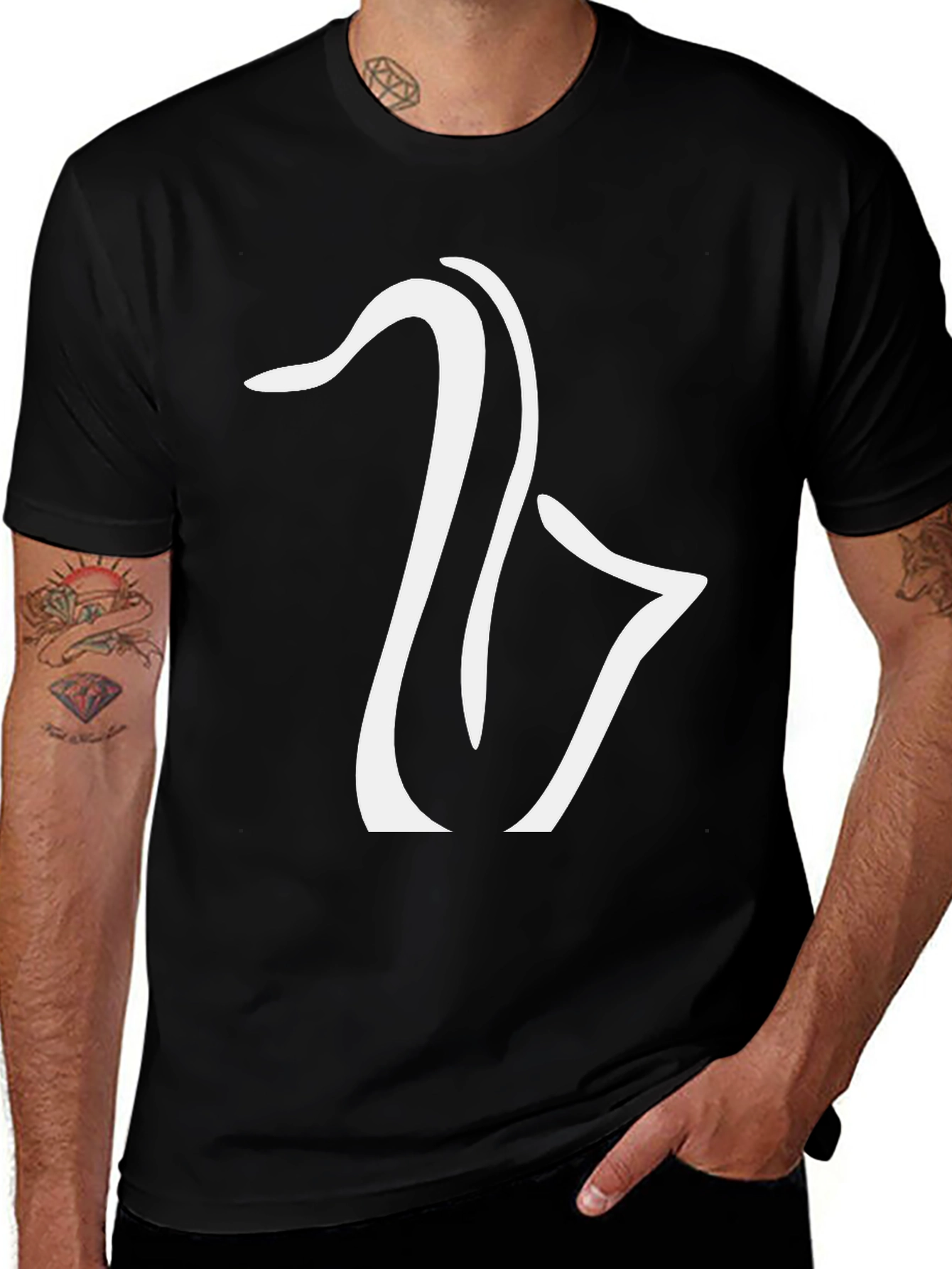 Variant 4 of Saxophone Graphic Tee - Black Cotton Casual Shirt