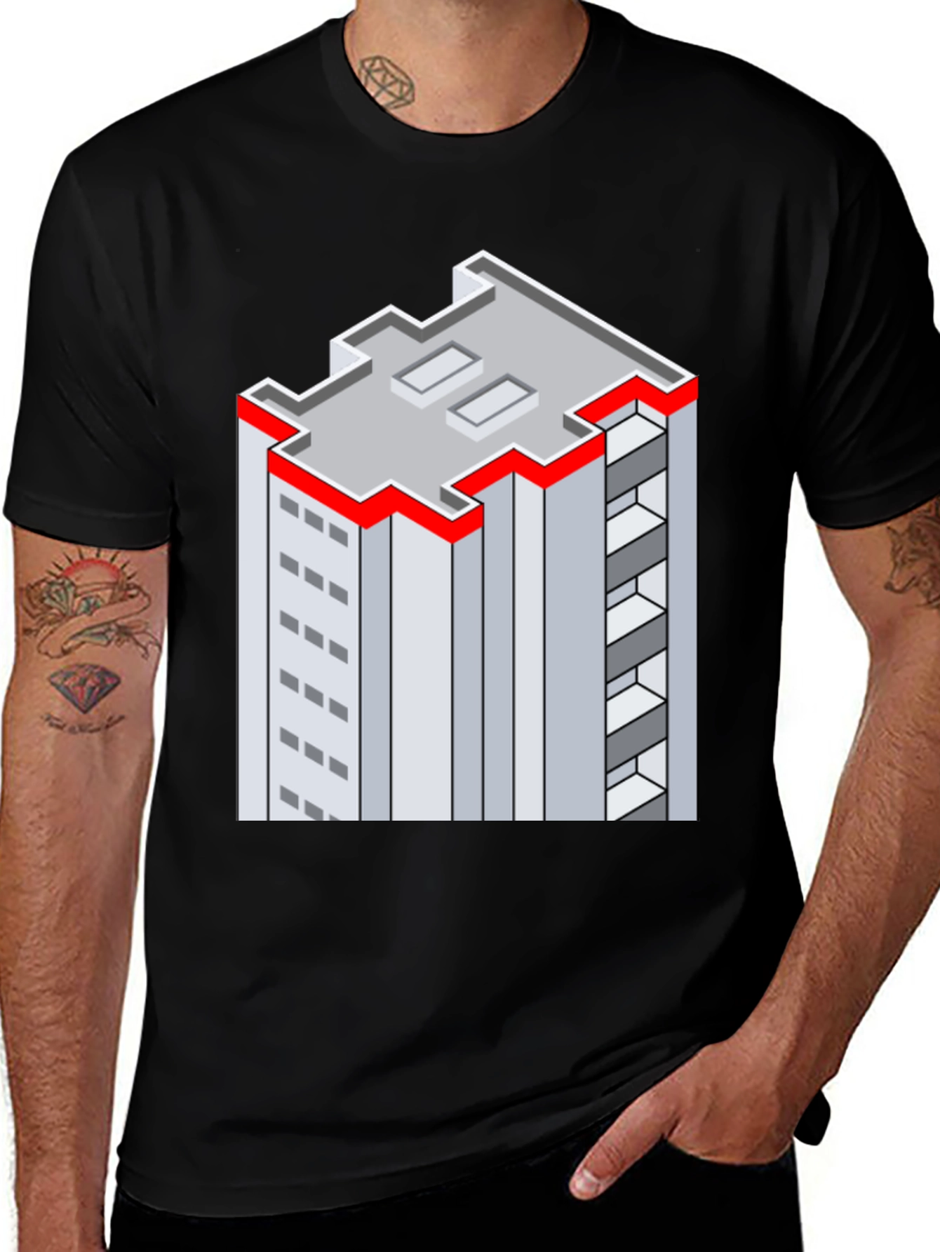 Variant 13 of Isometric Building Graphic Tee - Unique Style