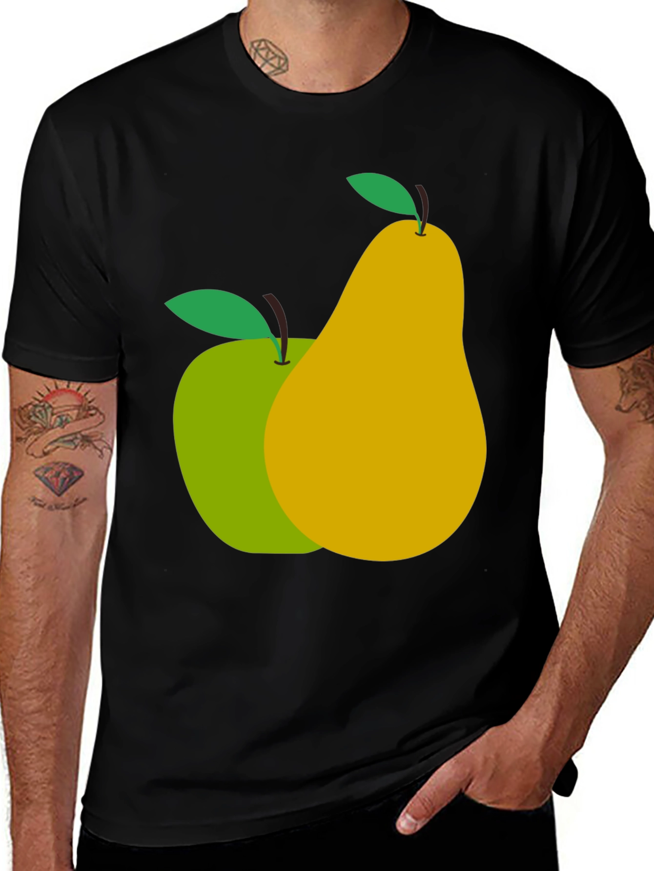 Variant 17 of Fruit Duo Tee: Apple & Pear Graphic T-Shirt