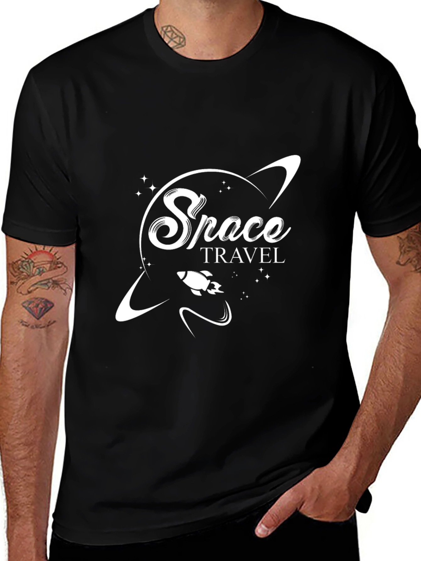 Variant 20 of Space Travel Graphic Black T-Shirt