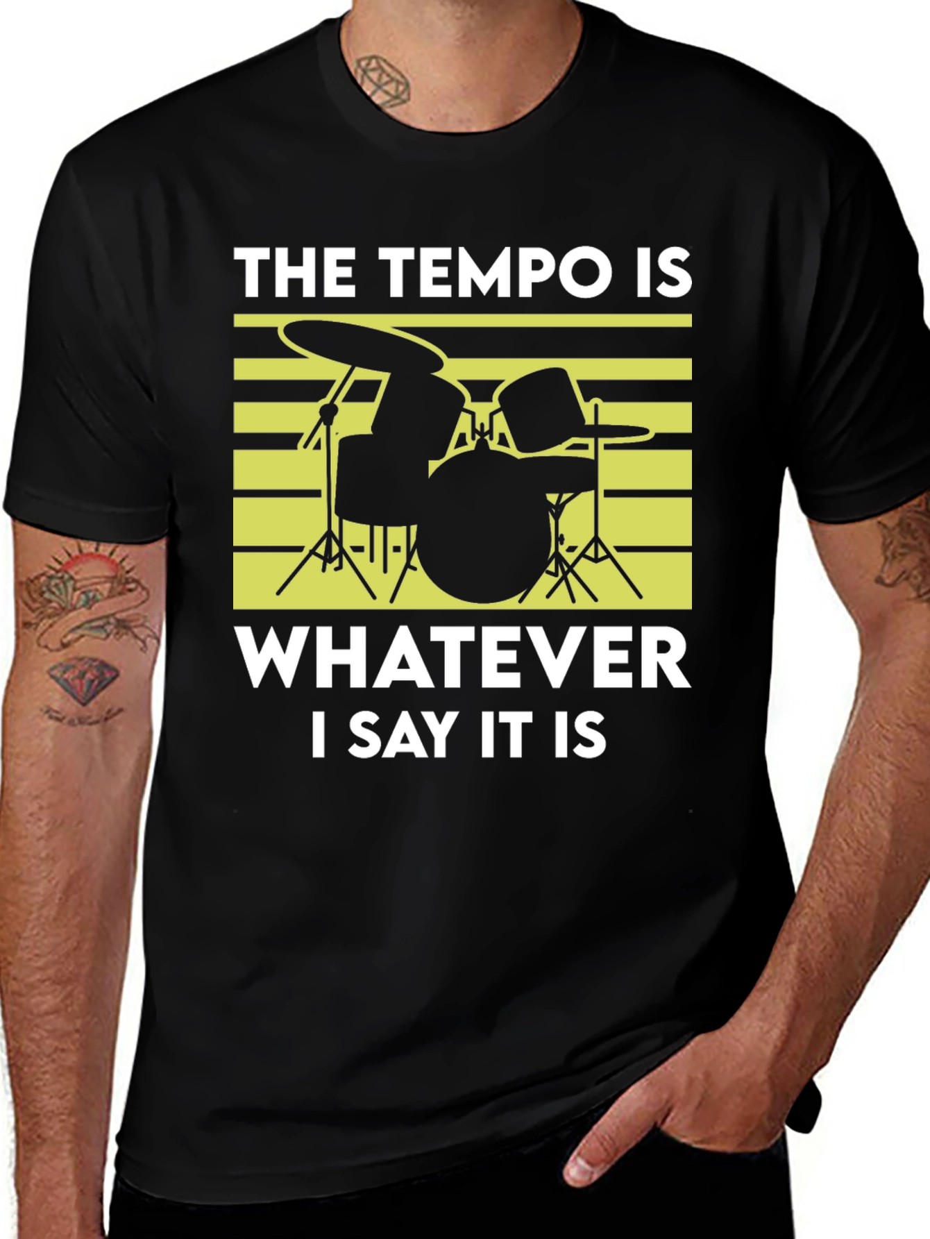 Variant 10 of Tempo Drummer T-Shirt - Funny Musician Tee