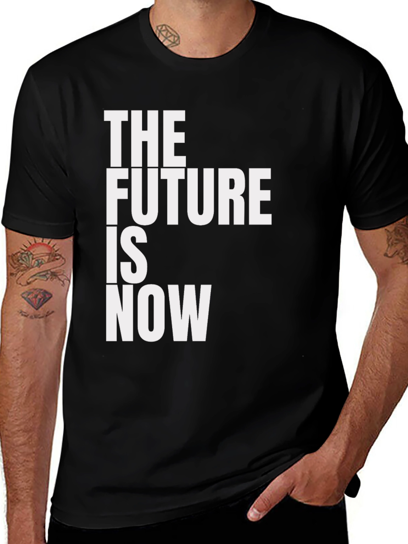 Variant 30 of The Future is Now Graphic Tee - Black Cotton Shirt