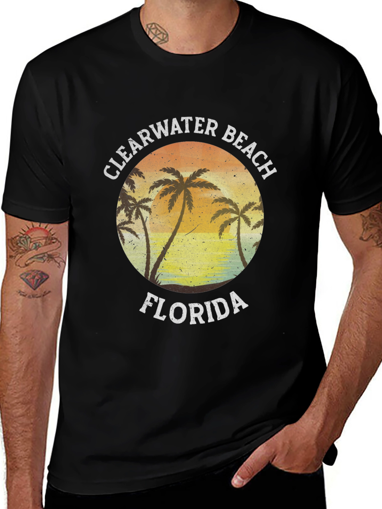 Clearwater Beach Florida T-Shirt Palm Tree Sunset