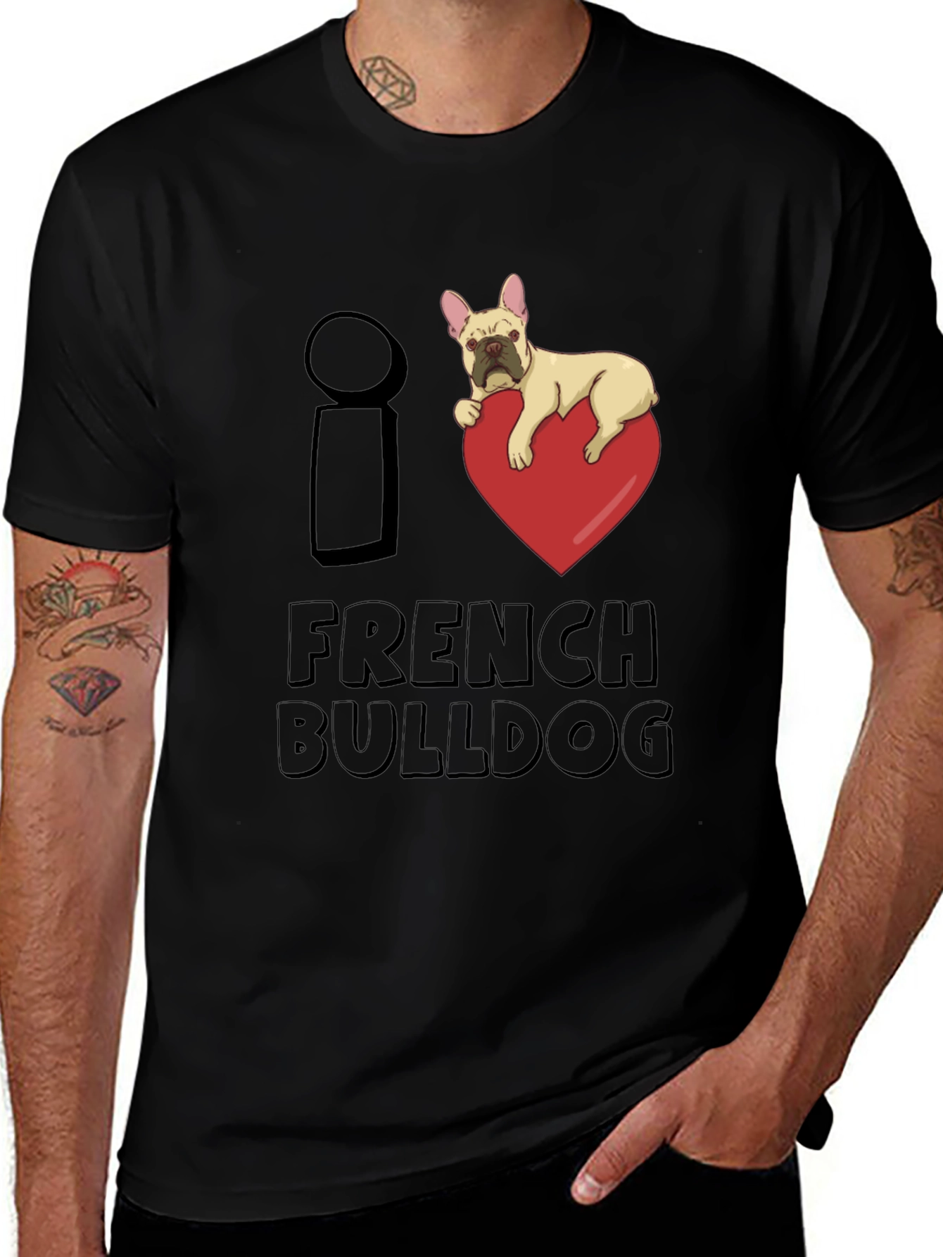 I Love French Bulldog Graphic T-Shirt