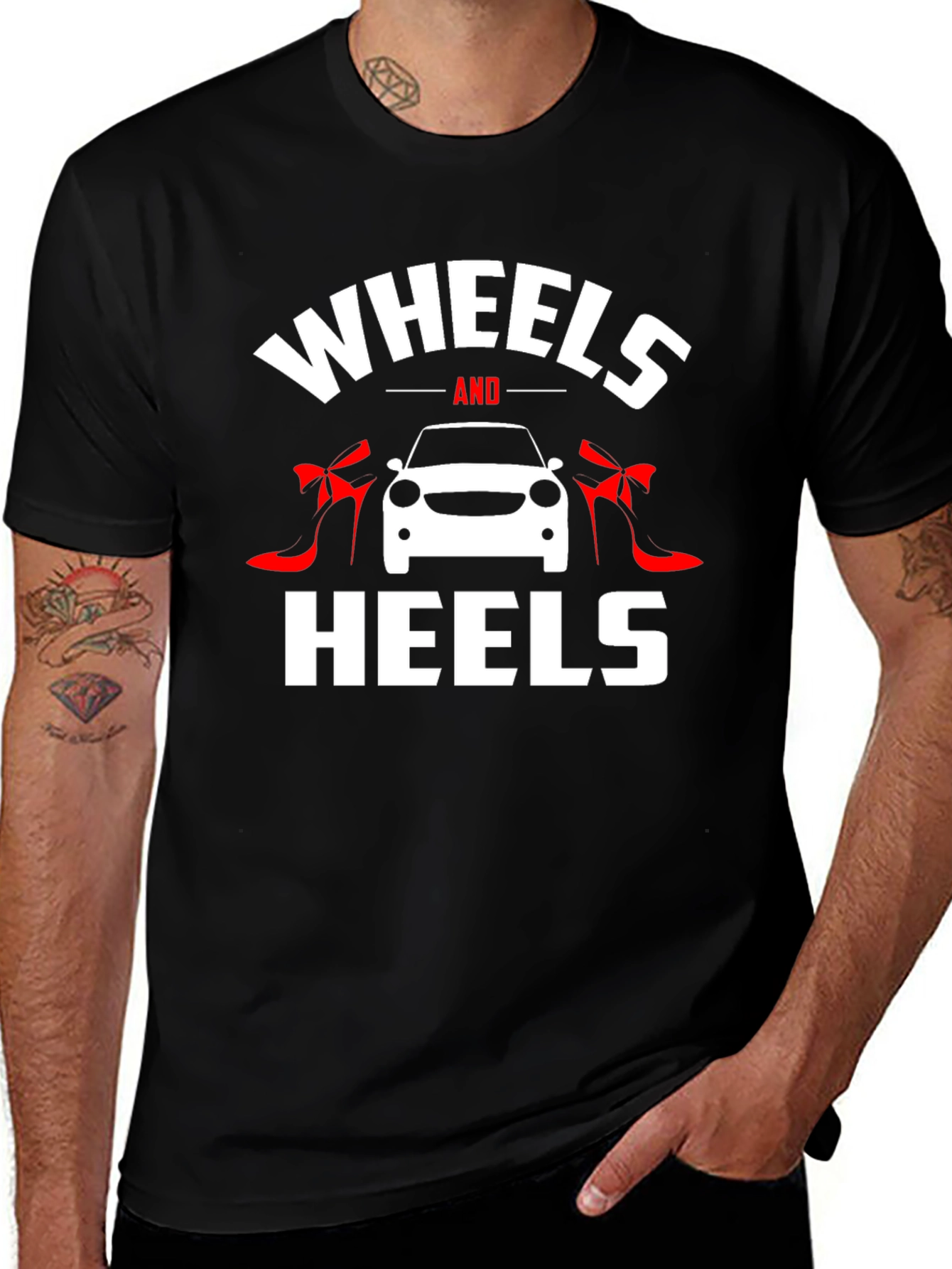 Variant 5 of Wheels and Heels Black Graphic Tee