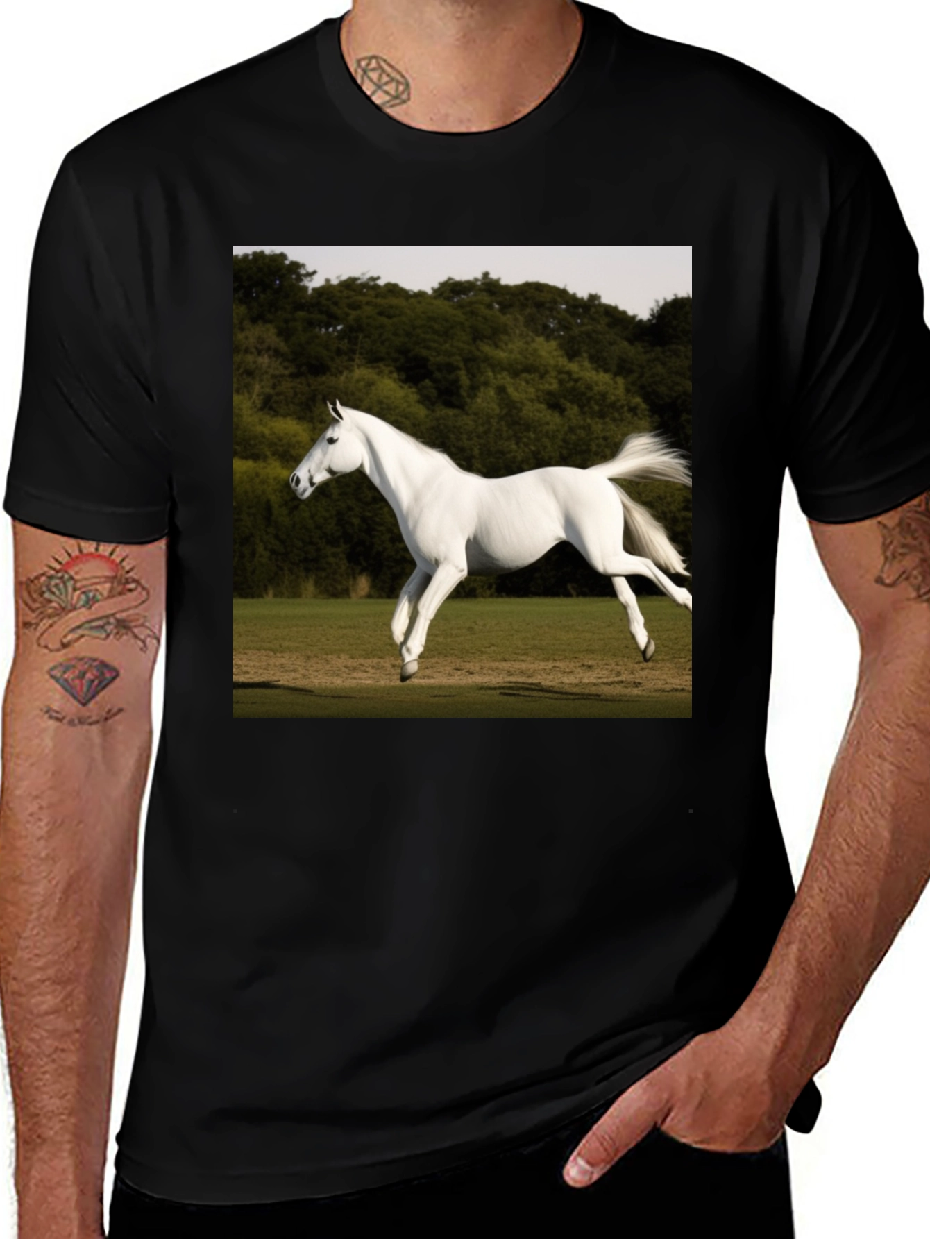 Variant 26 of White Horse Graphic T-Shirt