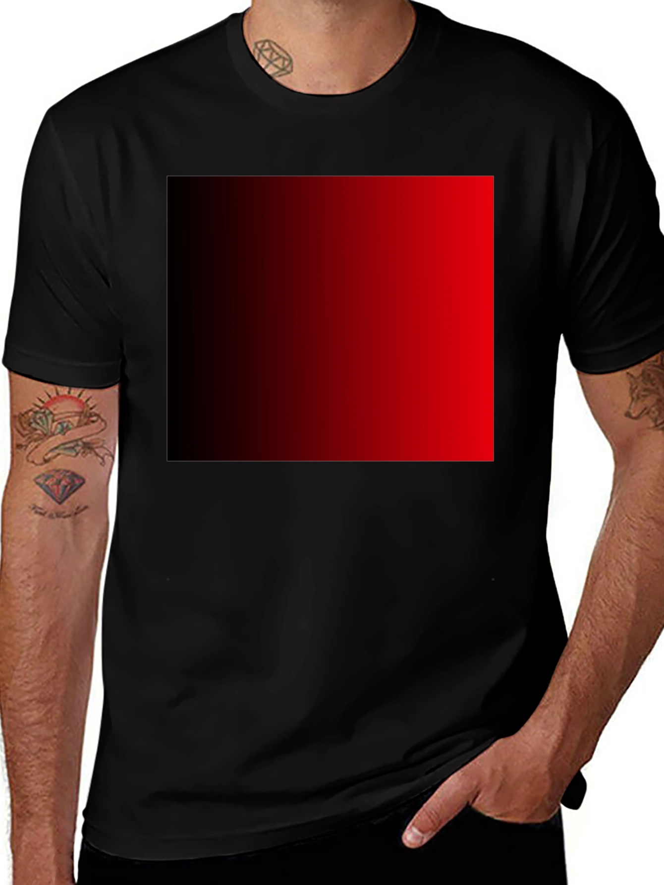 Variant 20 of Sleek Black Tee with Red Gradient Square