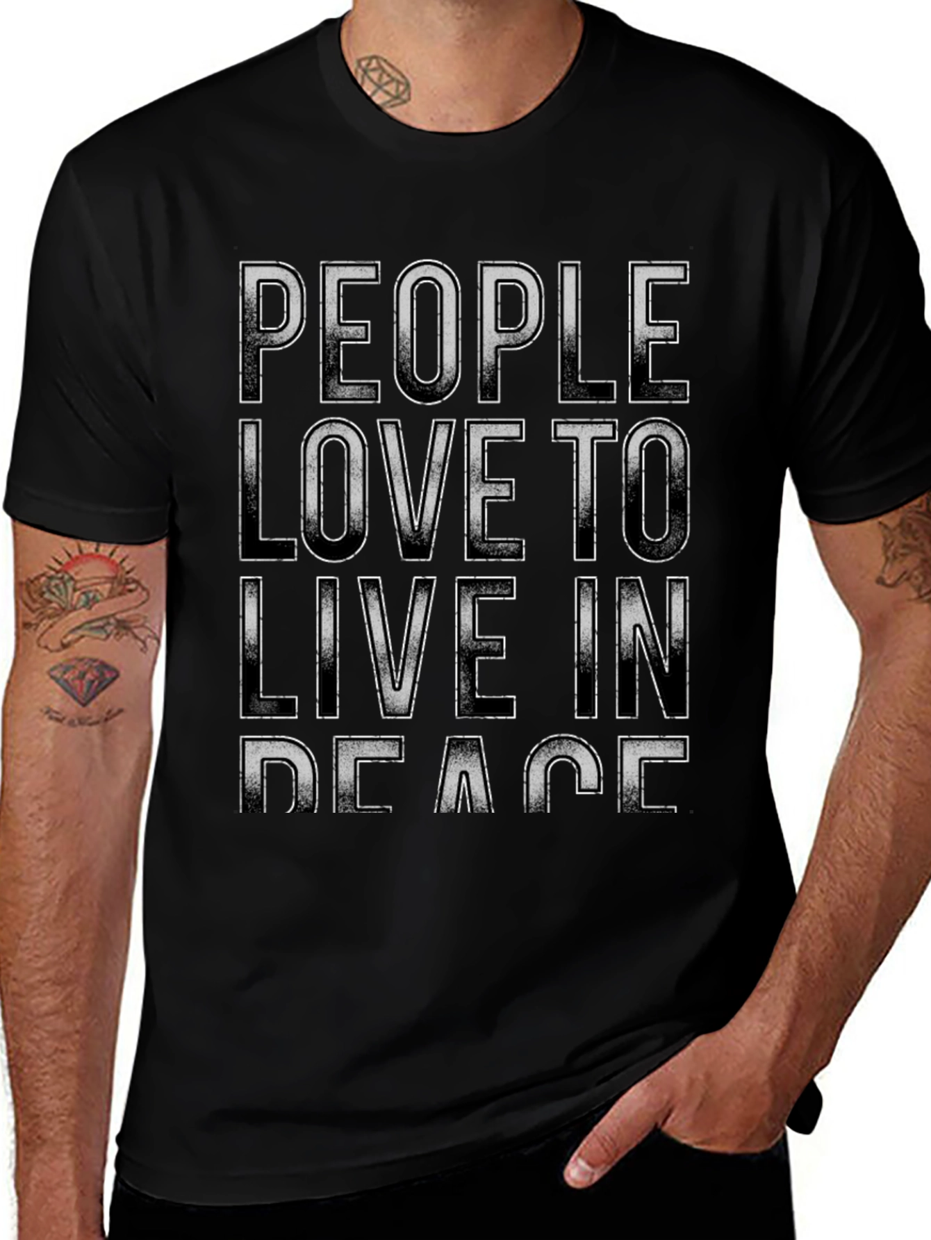Variant 11 of Peace Slogan Graphic Tee - Men's Relaxed Fit