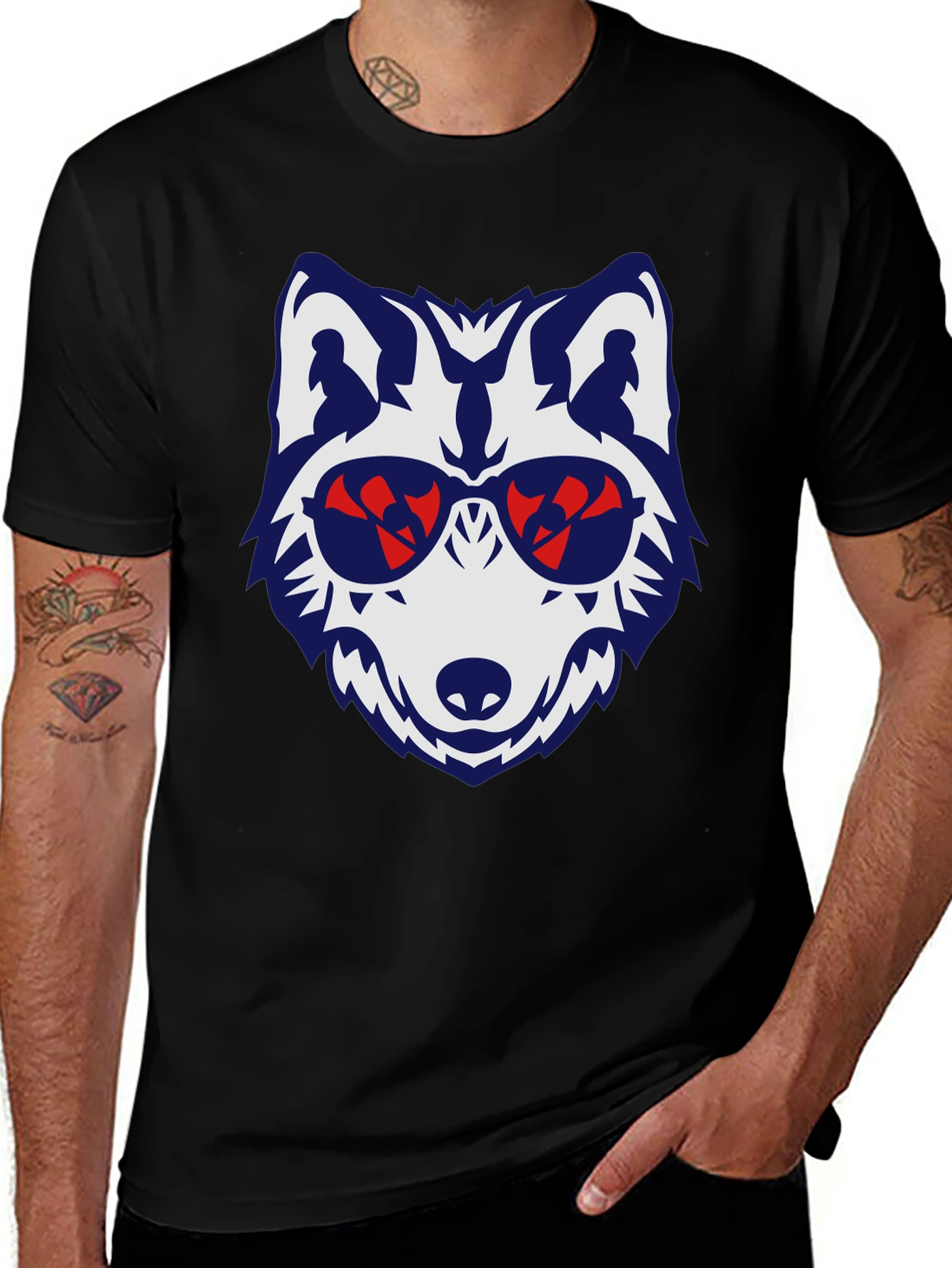 Variant 10 of Cool Wolf Graphic Tee - Mens Black T-Shirt