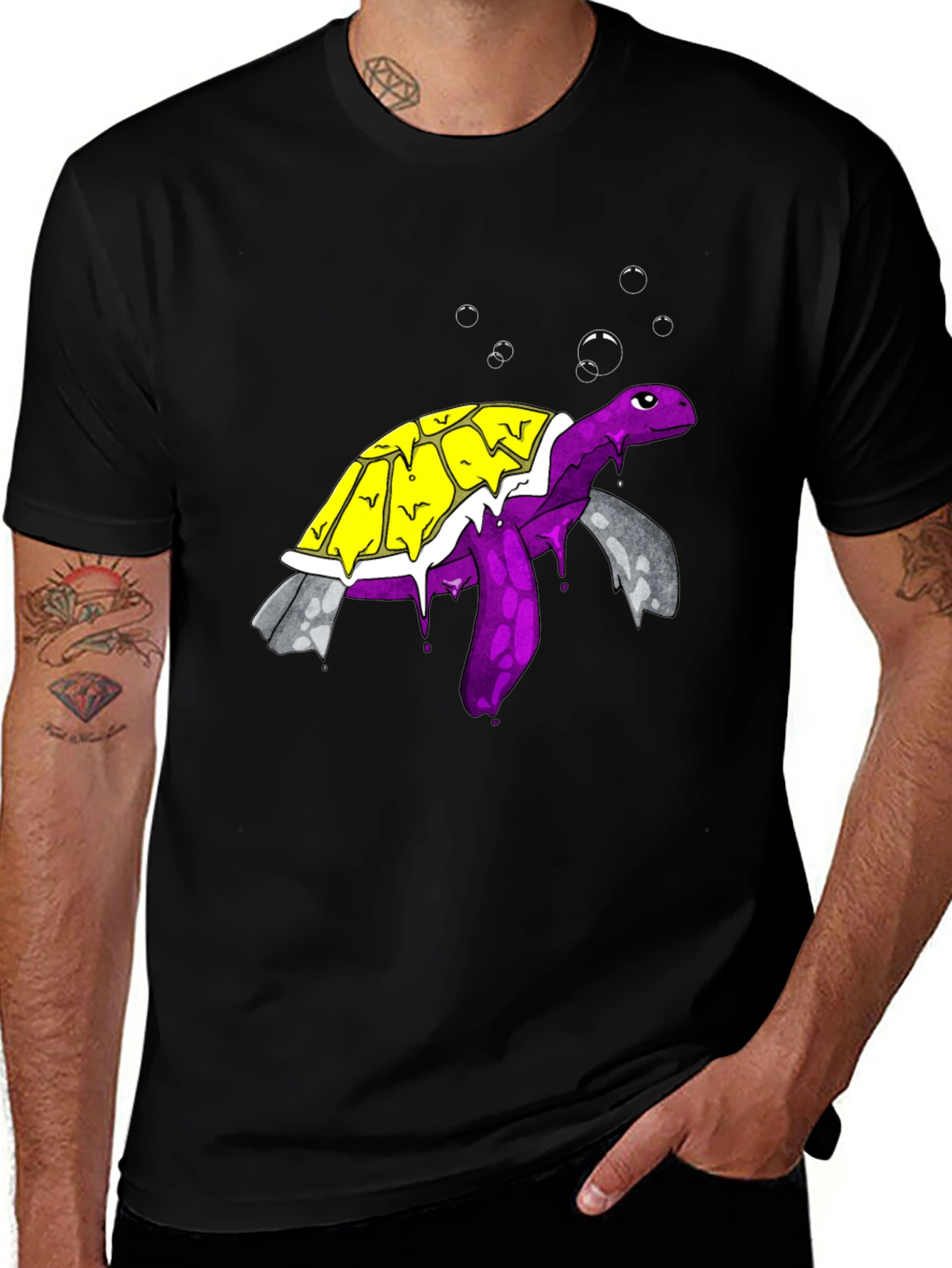 Variant 25 of Turtle Graphic Print T-Shirt - Black