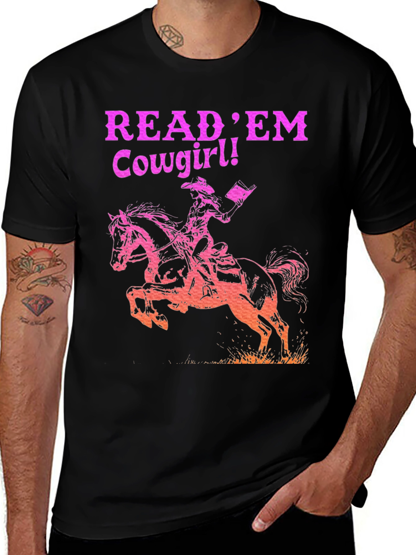 Black Read 'Em Cowgirl! Graphic Tee - Western Style main image