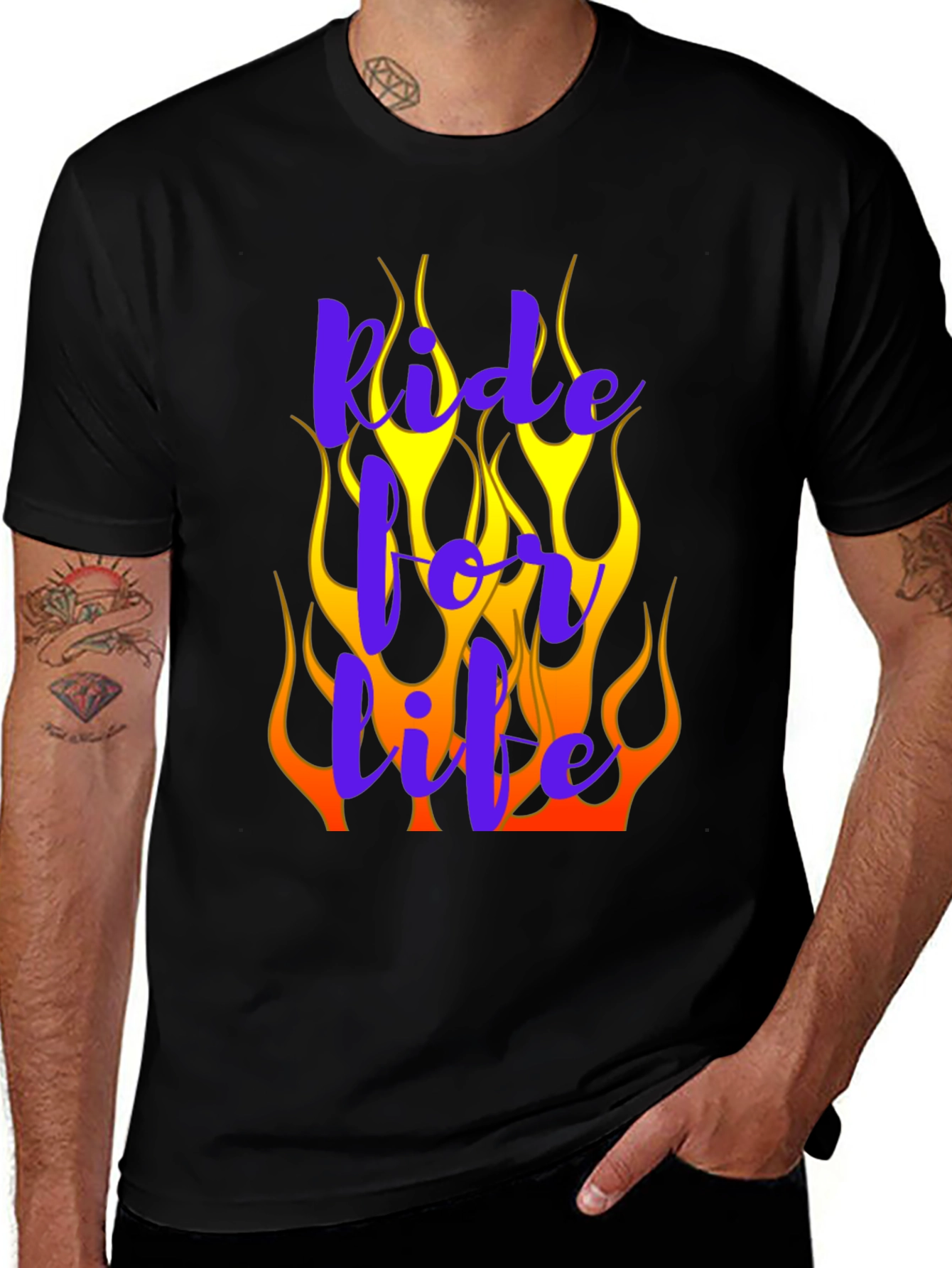 Ride For Life Graphic Tee - Flames Design