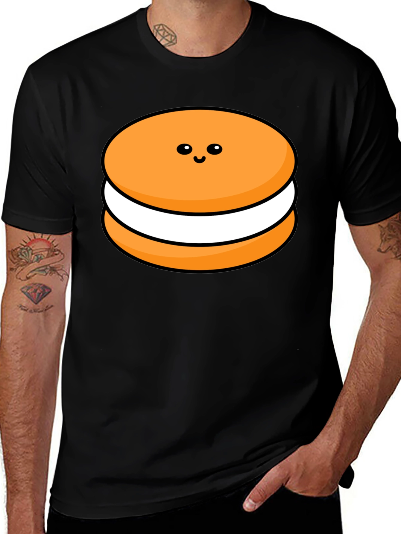 Variant 21 of Cute Macaron Graphic Tee - Black T-Shirt