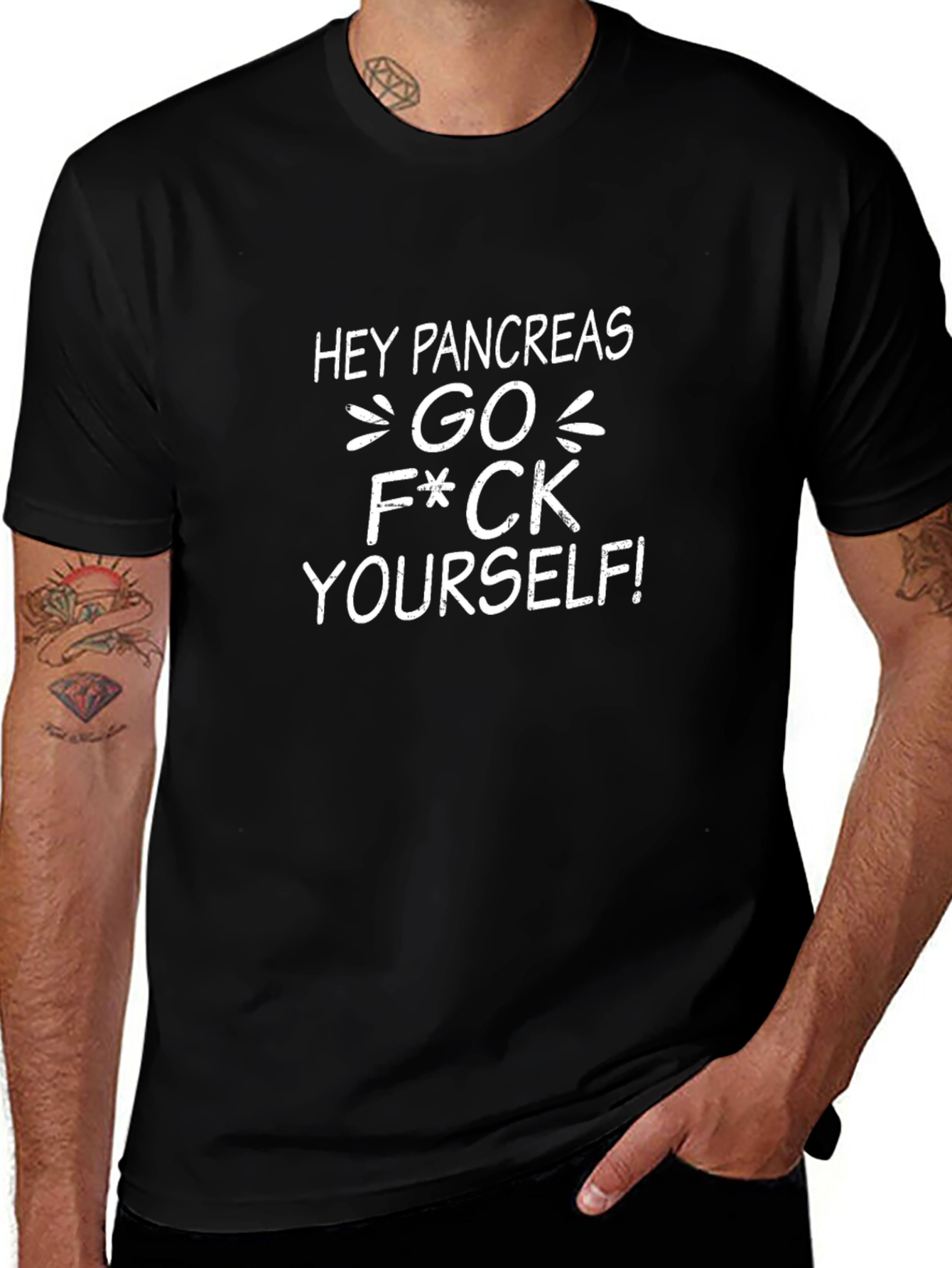 Hey Pancreas Go F*ck Yourself Black T-Shirt