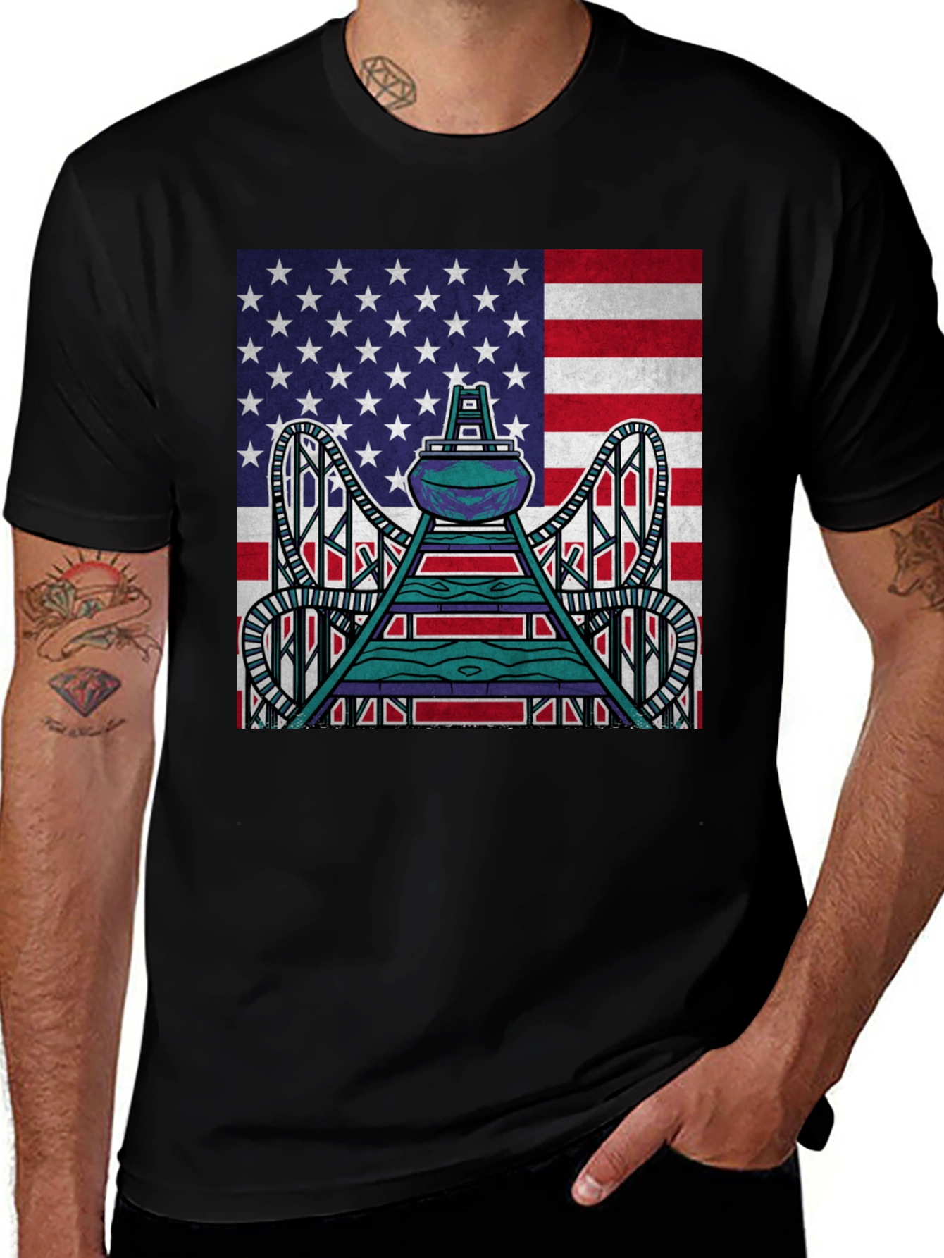 Variant 29 of American Flag Roller Coaster Graphic Tee