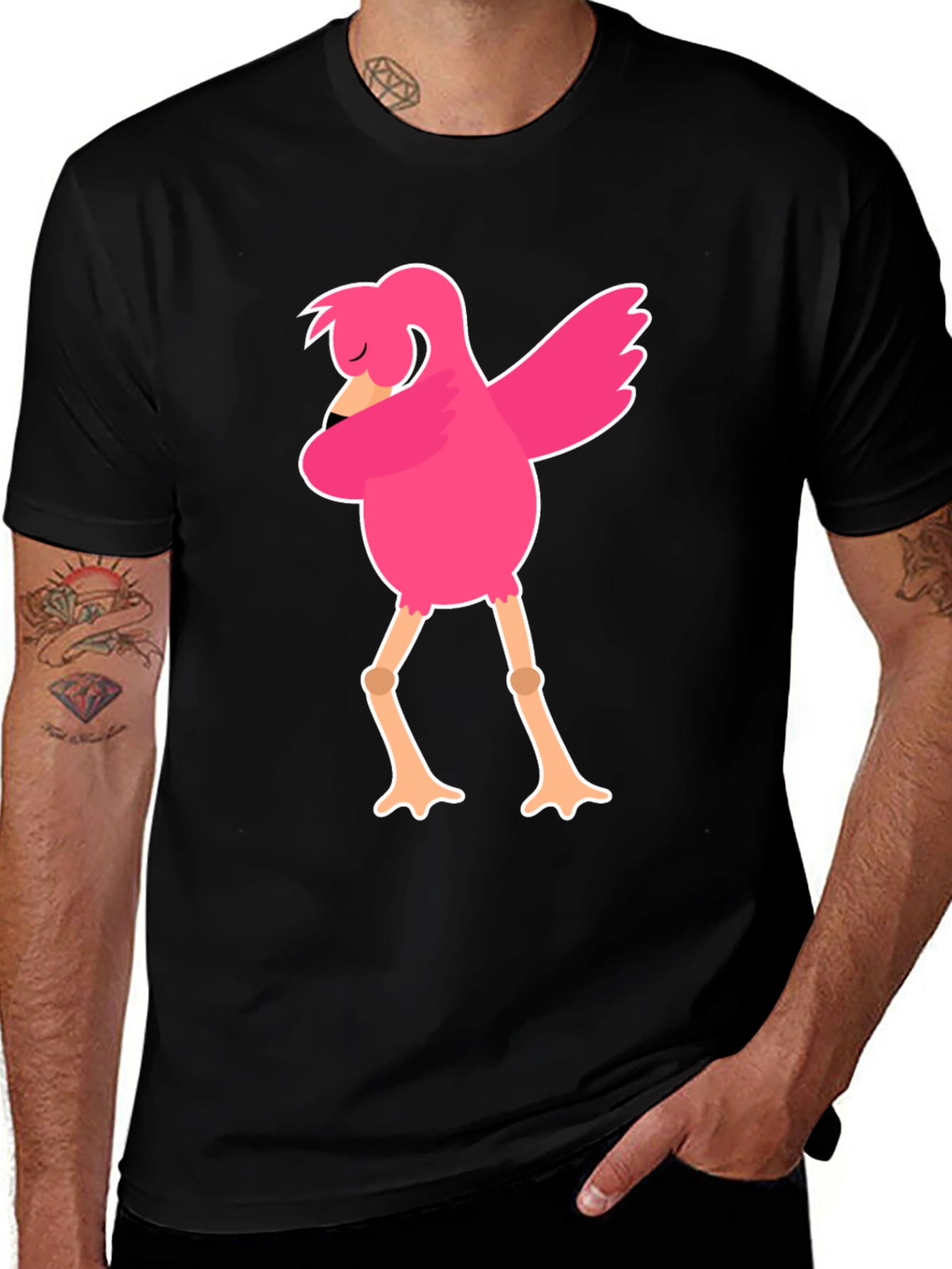 Variant 26 of Funny Flamingo Dab Dance Black T-Shirt