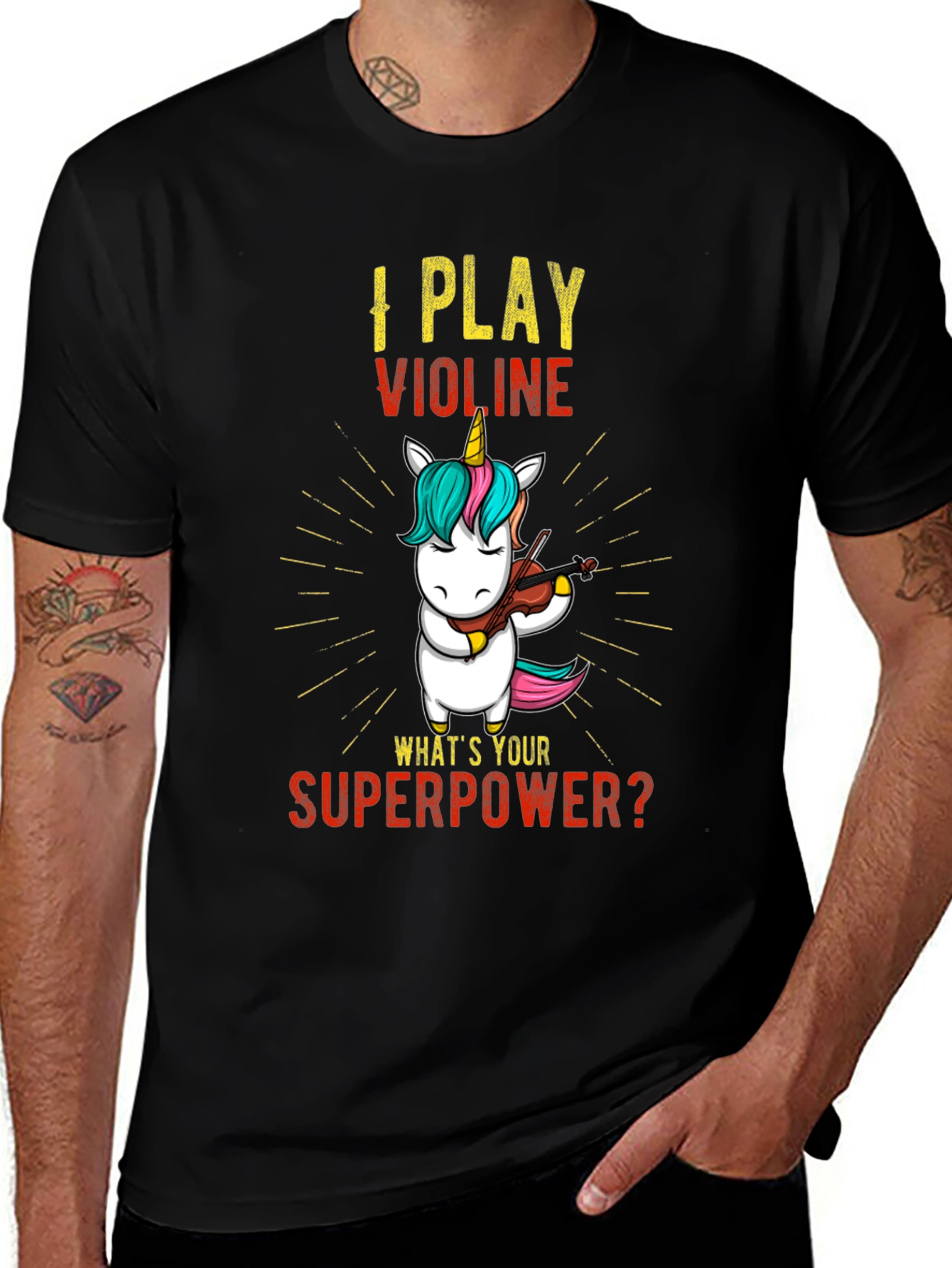Variant 6 of I Play Violine Unicorn Graphic Tee