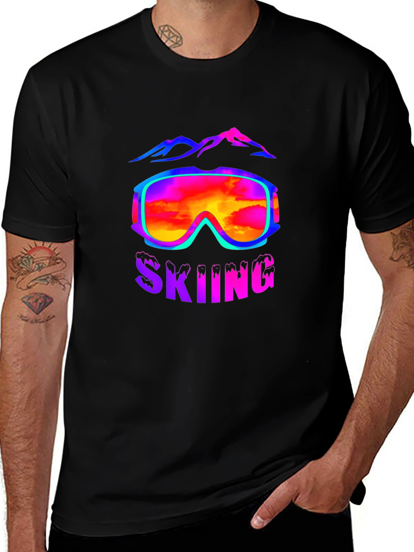 Black Skiing Goggles T-Shirt - Mountain Adventure Tee main image