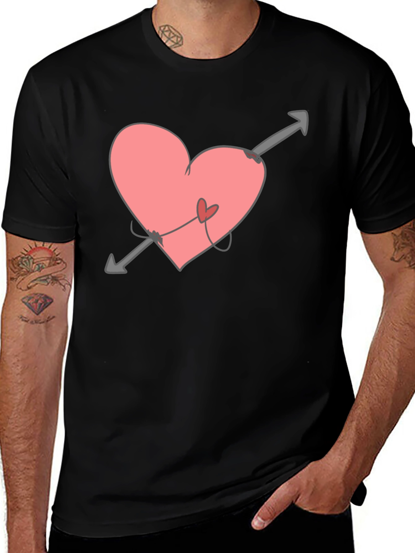 Variant 5 of Heart Arrow Tee - Love Struck Black T-Shirt