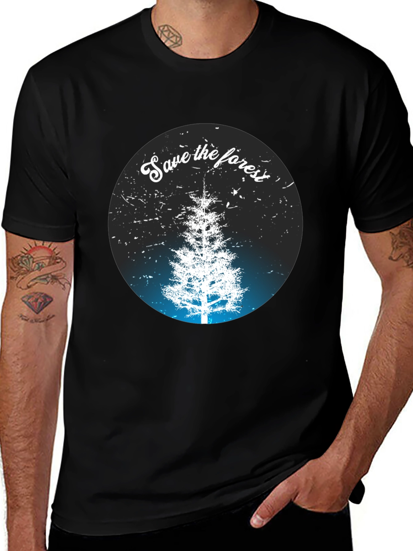 Variant 2 of Save the Forest Graphic Tee - Black Cotton T-Shirt