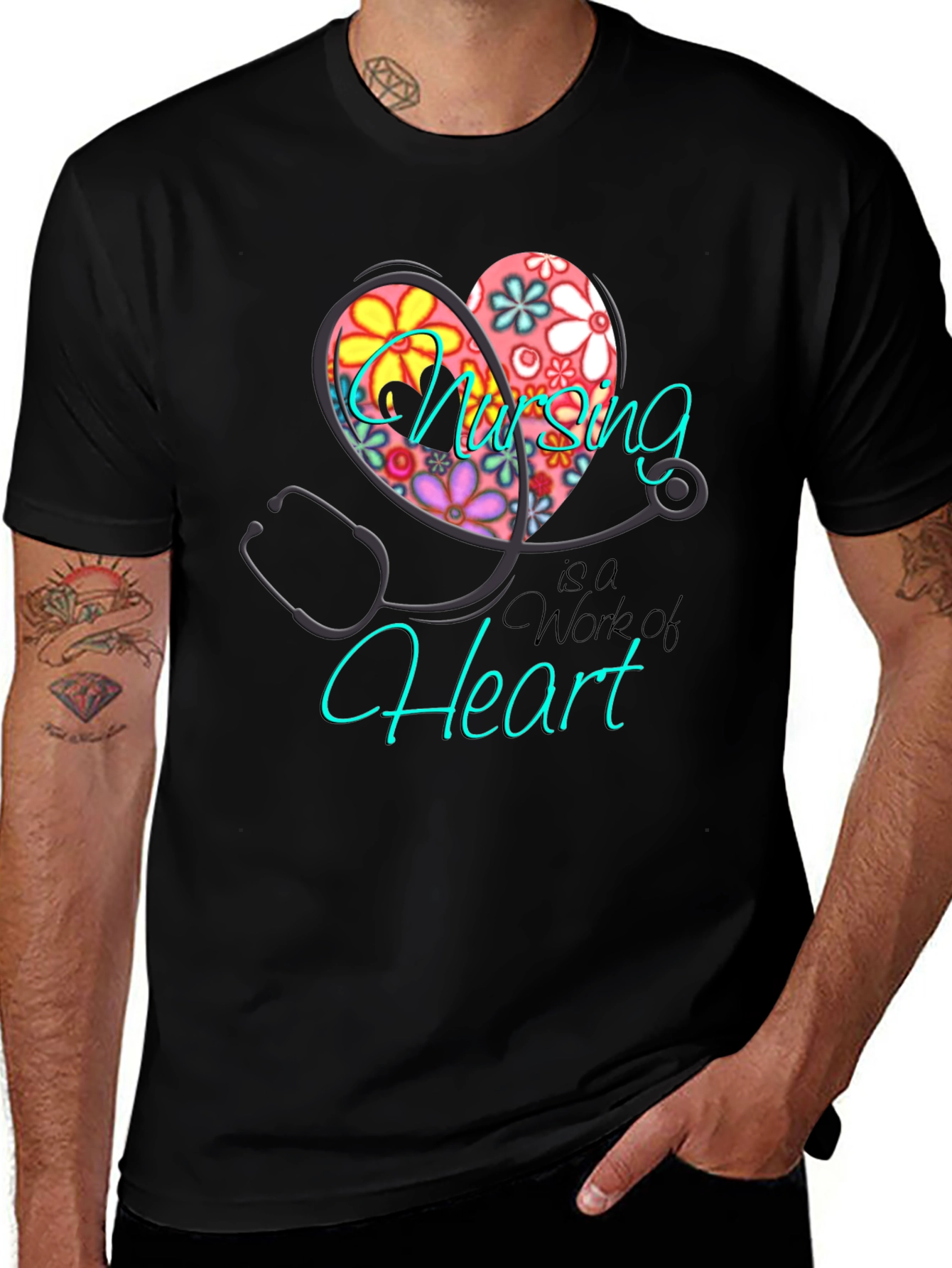 Black Nursing is a Work of Heart T-Shirt main image