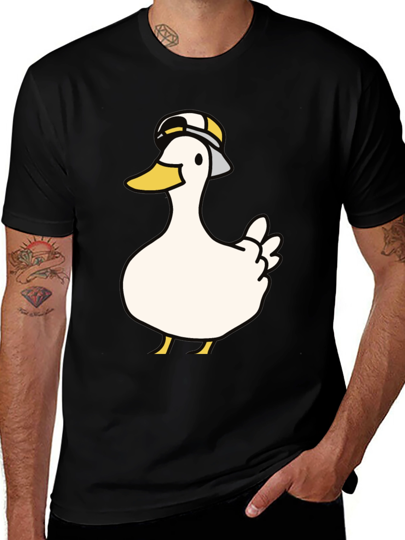Variant 6 of Duck with Hat Graphic T-Shirt - Casual Wear
