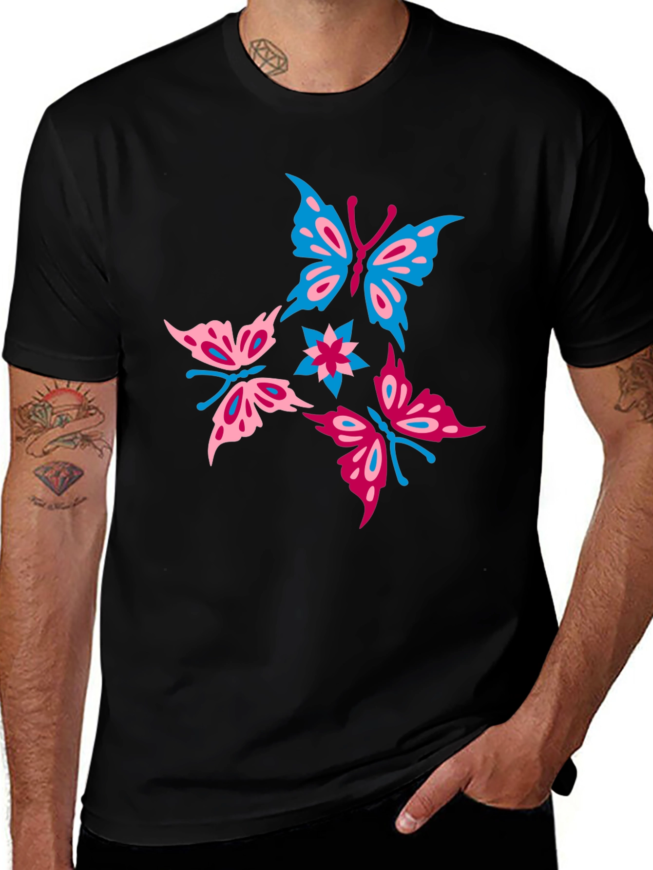 Variant 4 of Butterfly Graphic Print Black T-Shirt