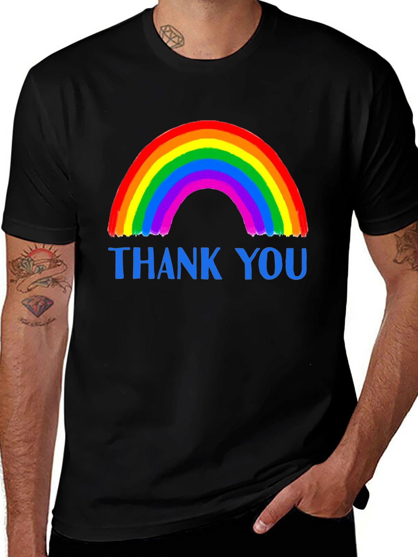 Variant 18 of Rainbow 'Thank You' Graphic Tee