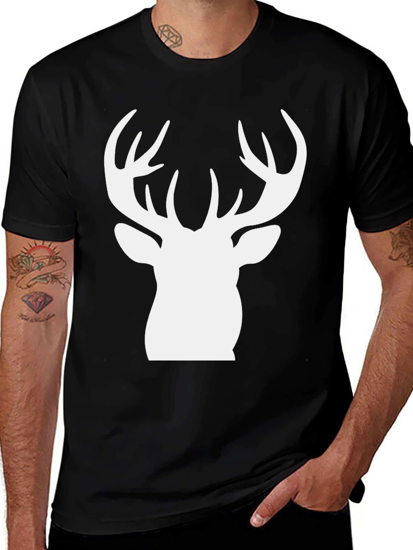 Black Deer Silhouette Graphic Tee - Black main image