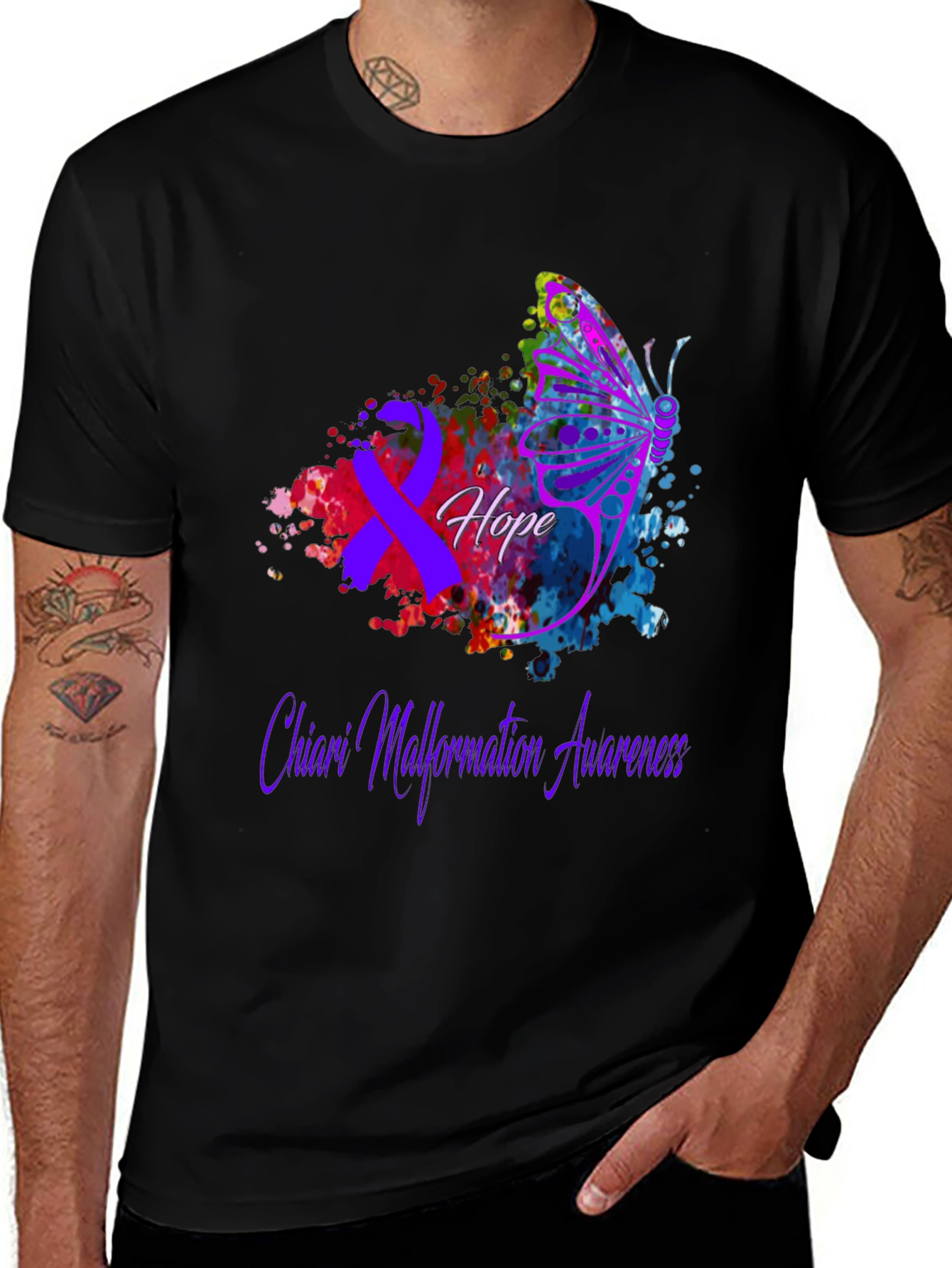Chiari Malformation Awareness T-Shirt Hope Butterfly