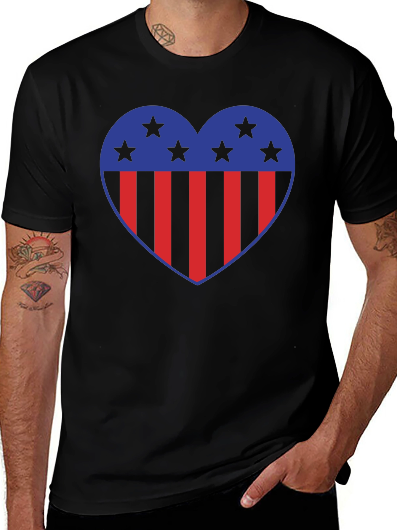 Variant 6 of Patriotic Heart Star Striped Graphic Tee