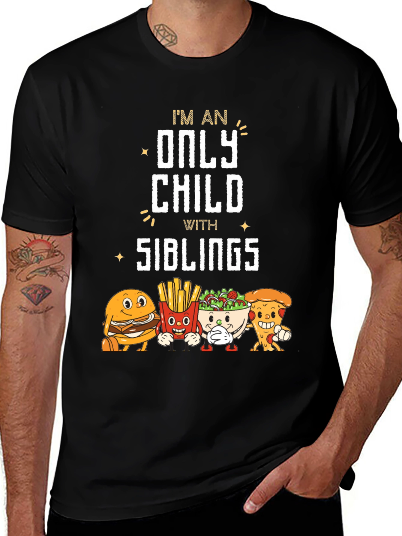 Variant 20 of Only Child with Siblings Funny Food Graphic Tee