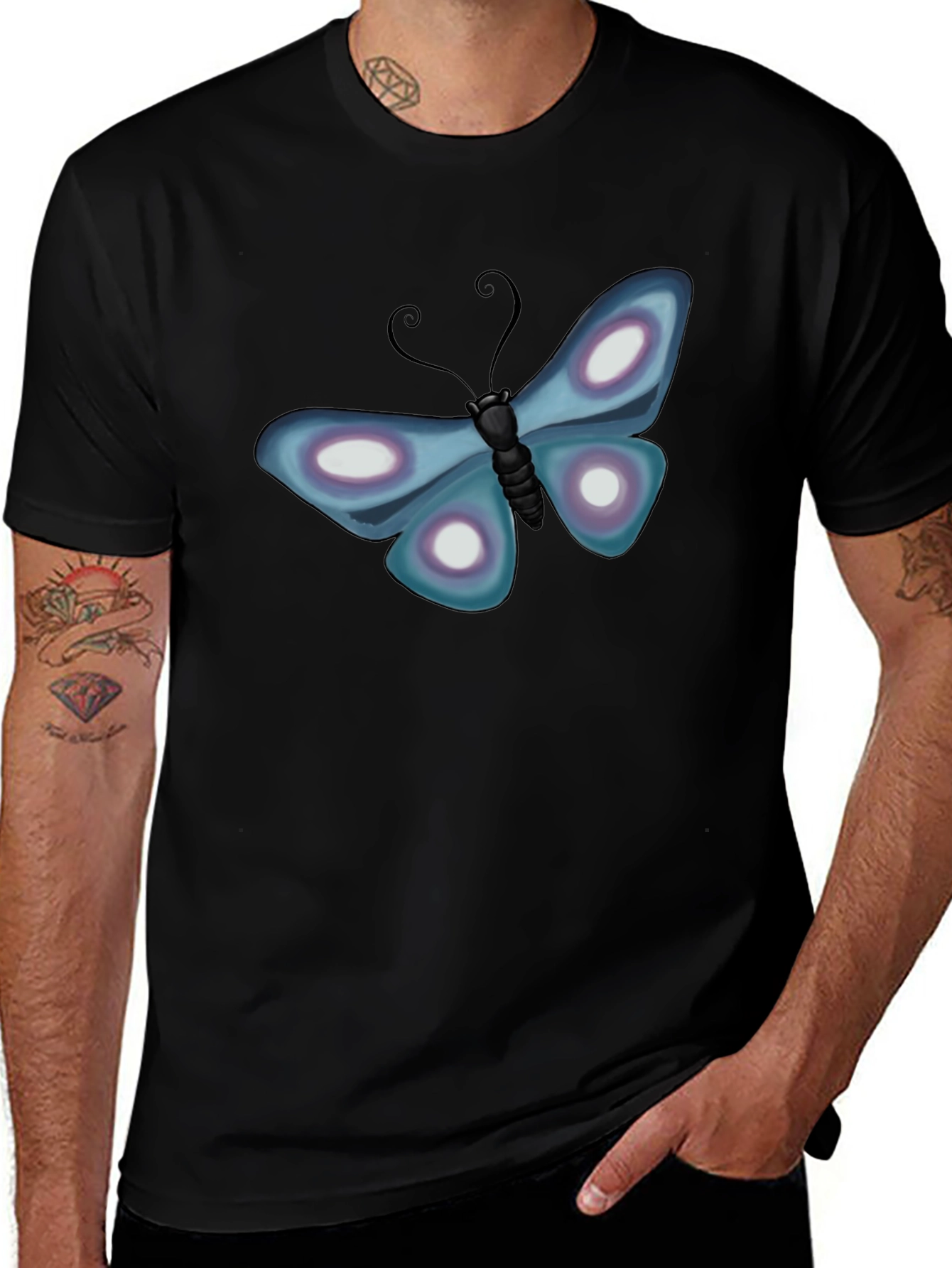 Variant 20 of Butterfly Graphic T-Shirt - Black Casual Tee