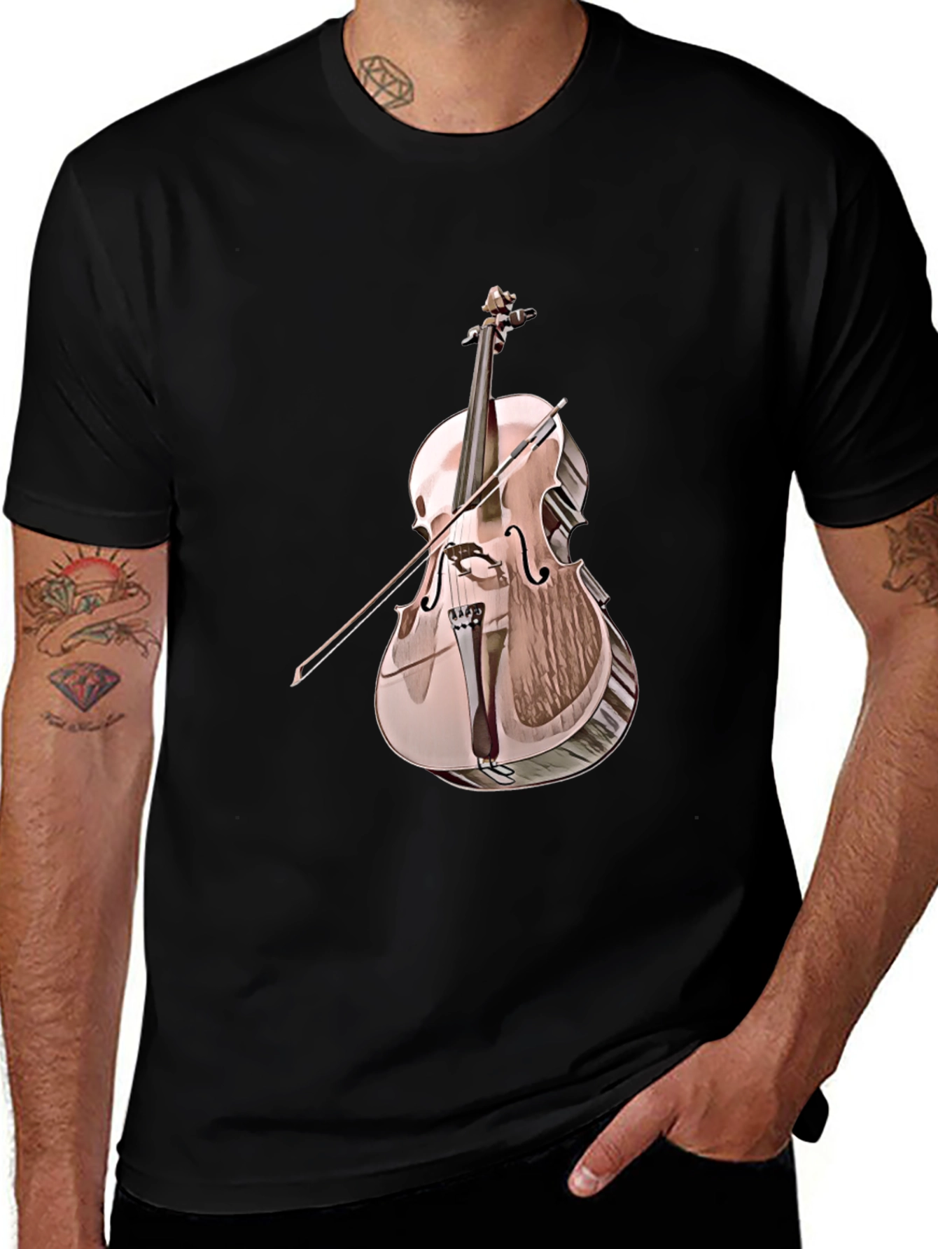 Variant 7 of Cello Graphic Tee - Musical Instrument Print