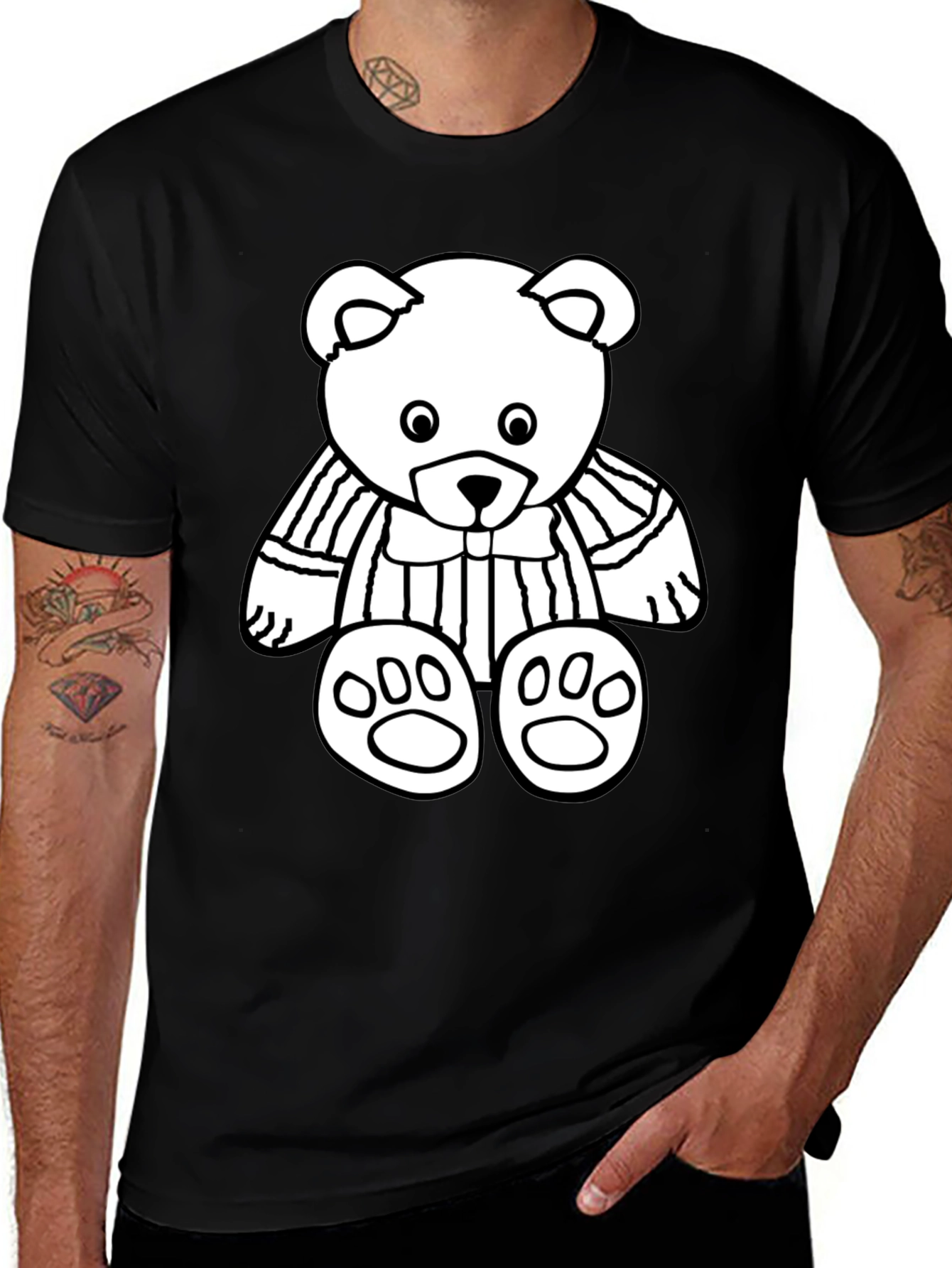 Variant 14 of Black T-Shirt with Cute Bear Graphic Print