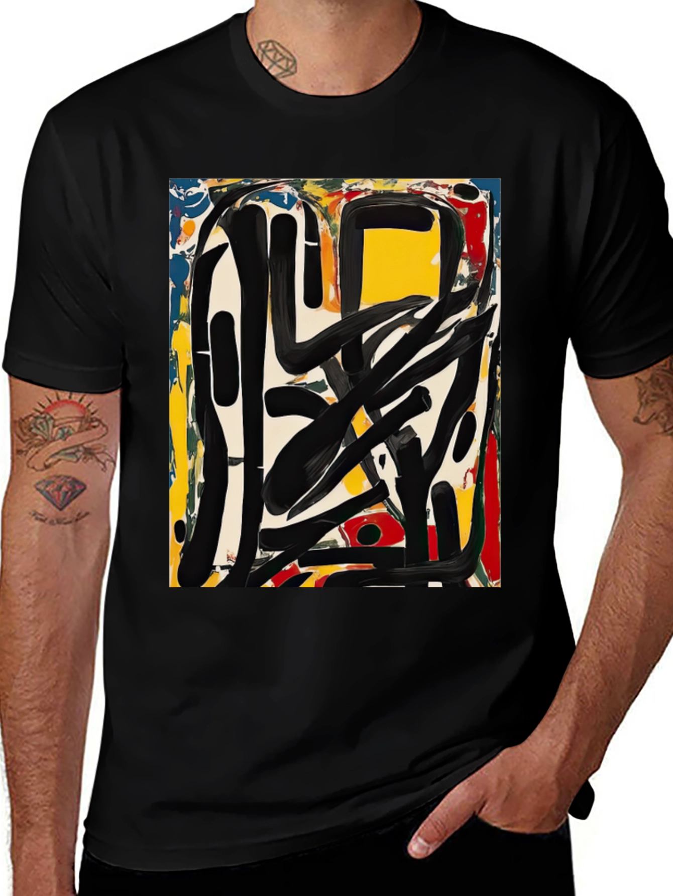 Variant 19 of Abstract Art Graphic Tee - Modern Black T-Shirt